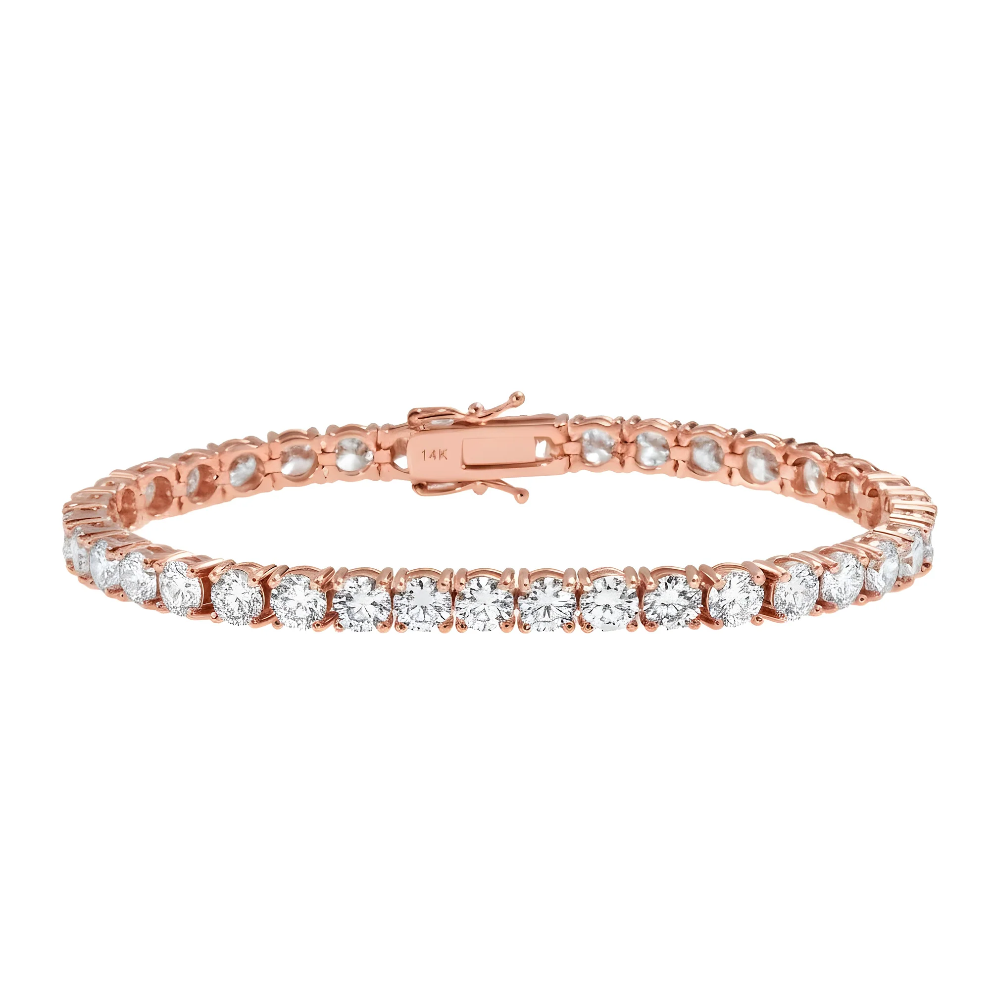 14K White Gold Round Diamond Tennis Bracelet 12.30ct - Image 7
