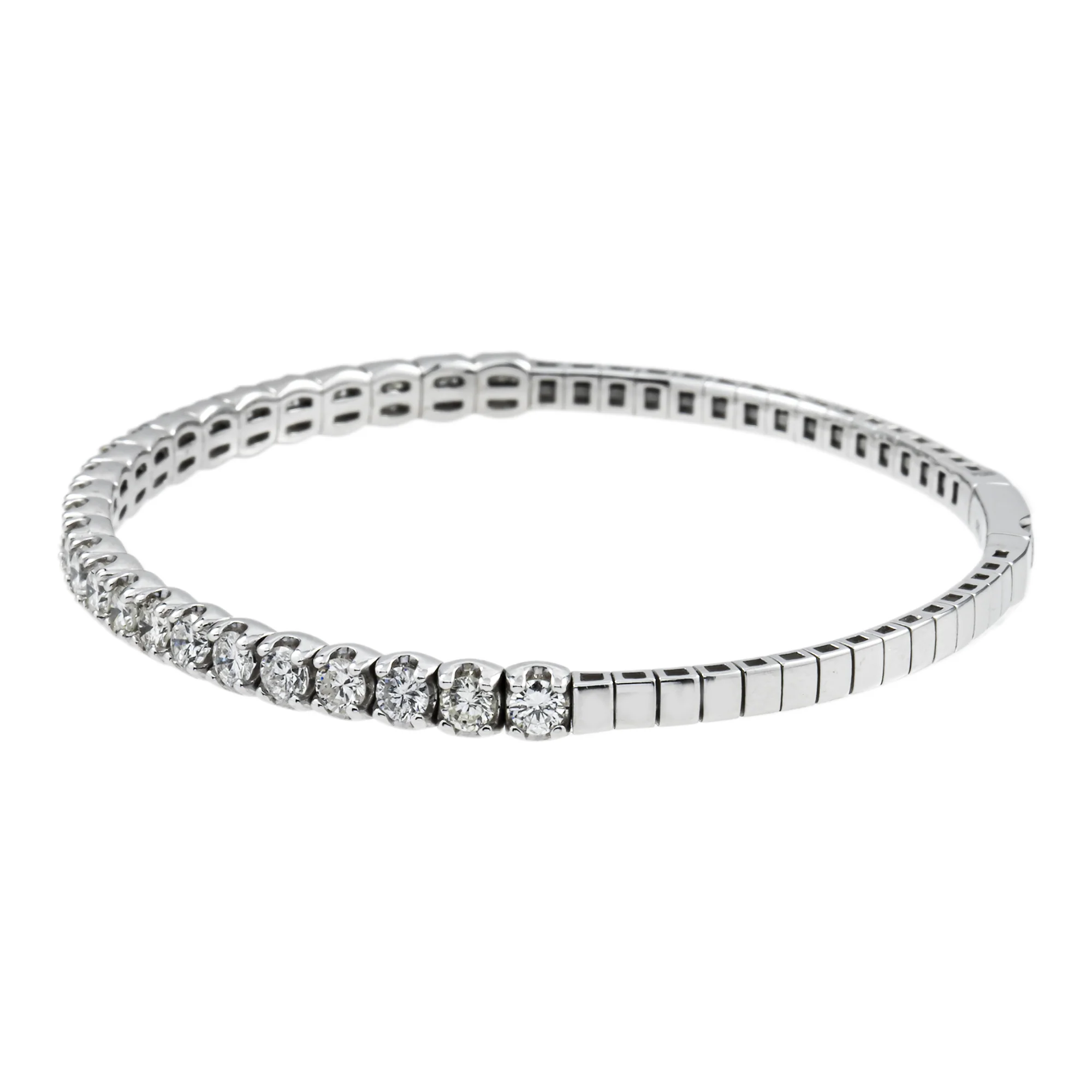 14K White Gold Round Diamond Bangle Bracelet 10.40ct - Image 3