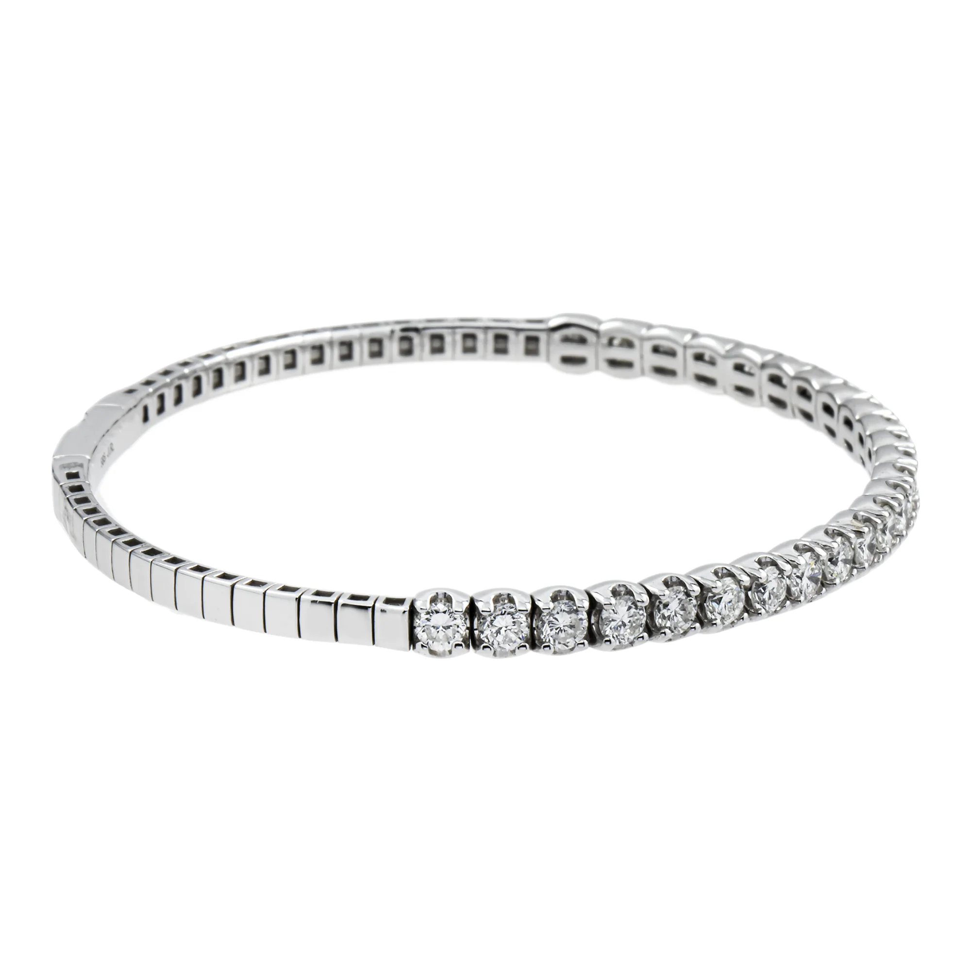 14K White Gold Round Diamond Bangle Bracelet 10.40ct - Image 5