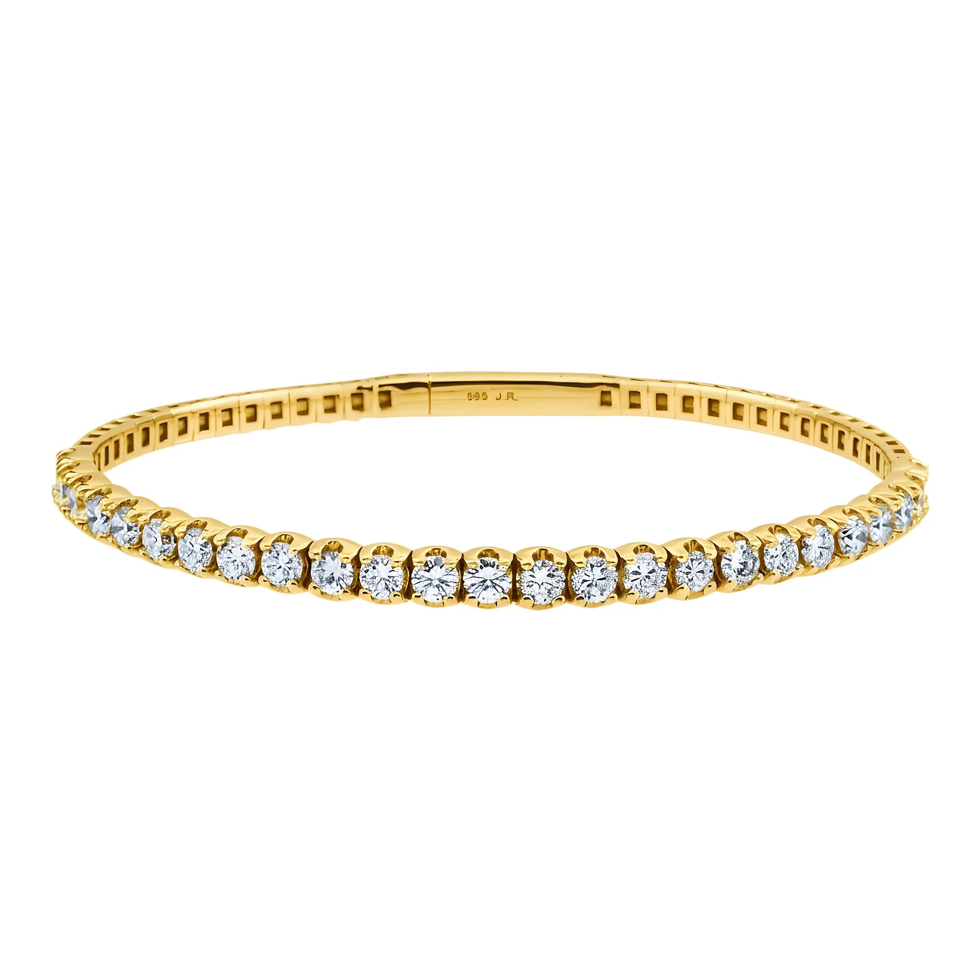14K White Gold Round Diamond Bangle Bracelet 10.40ct - Image 6
