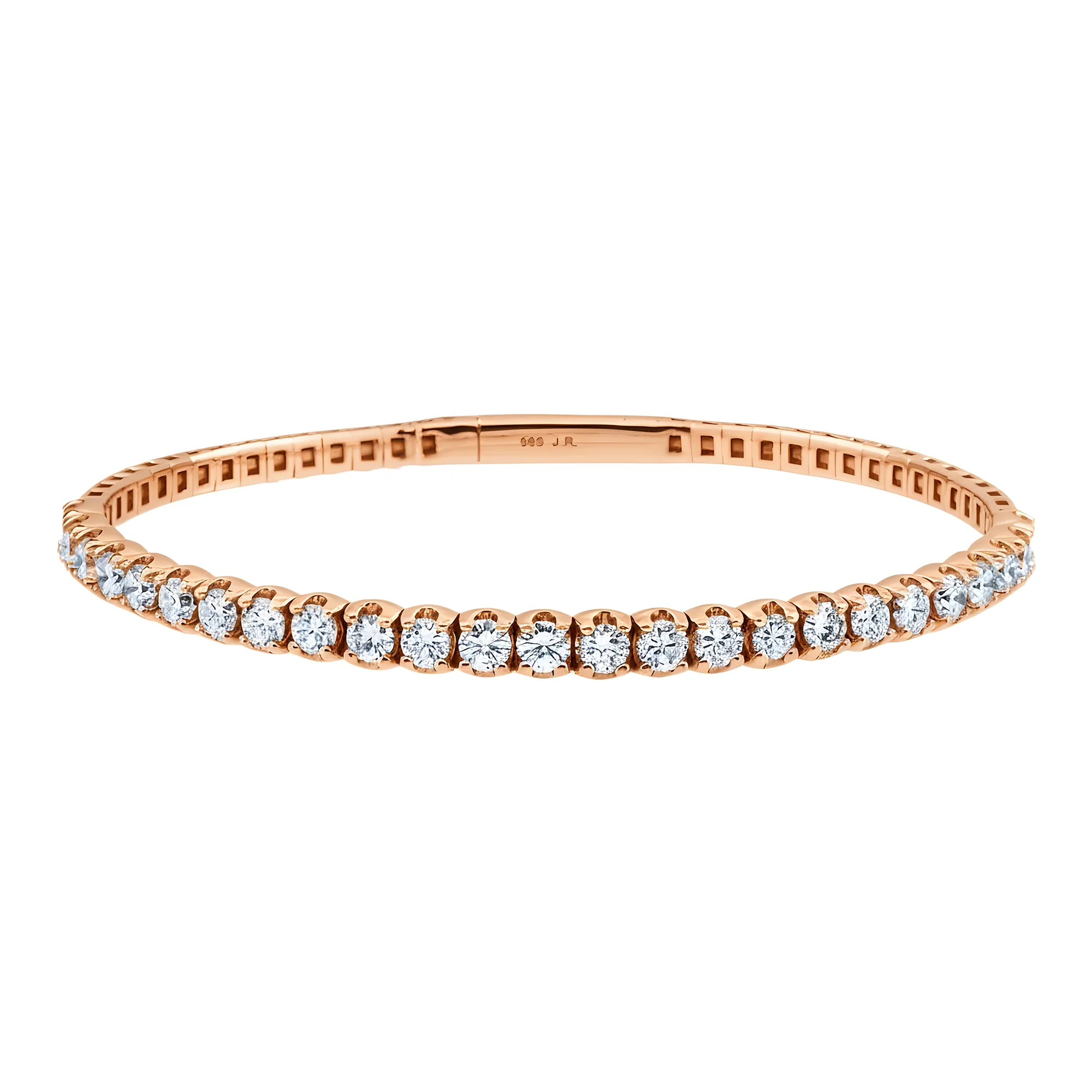 14K White Gold Round Diamond Bangle Bracelet 10.40ct - Image 8