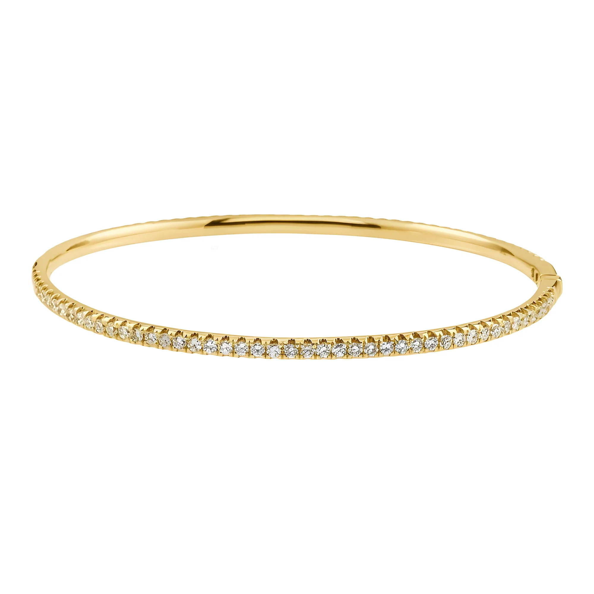 14K White Gold Round Diamond Bangle Bracelet 2.15ct - Image 6