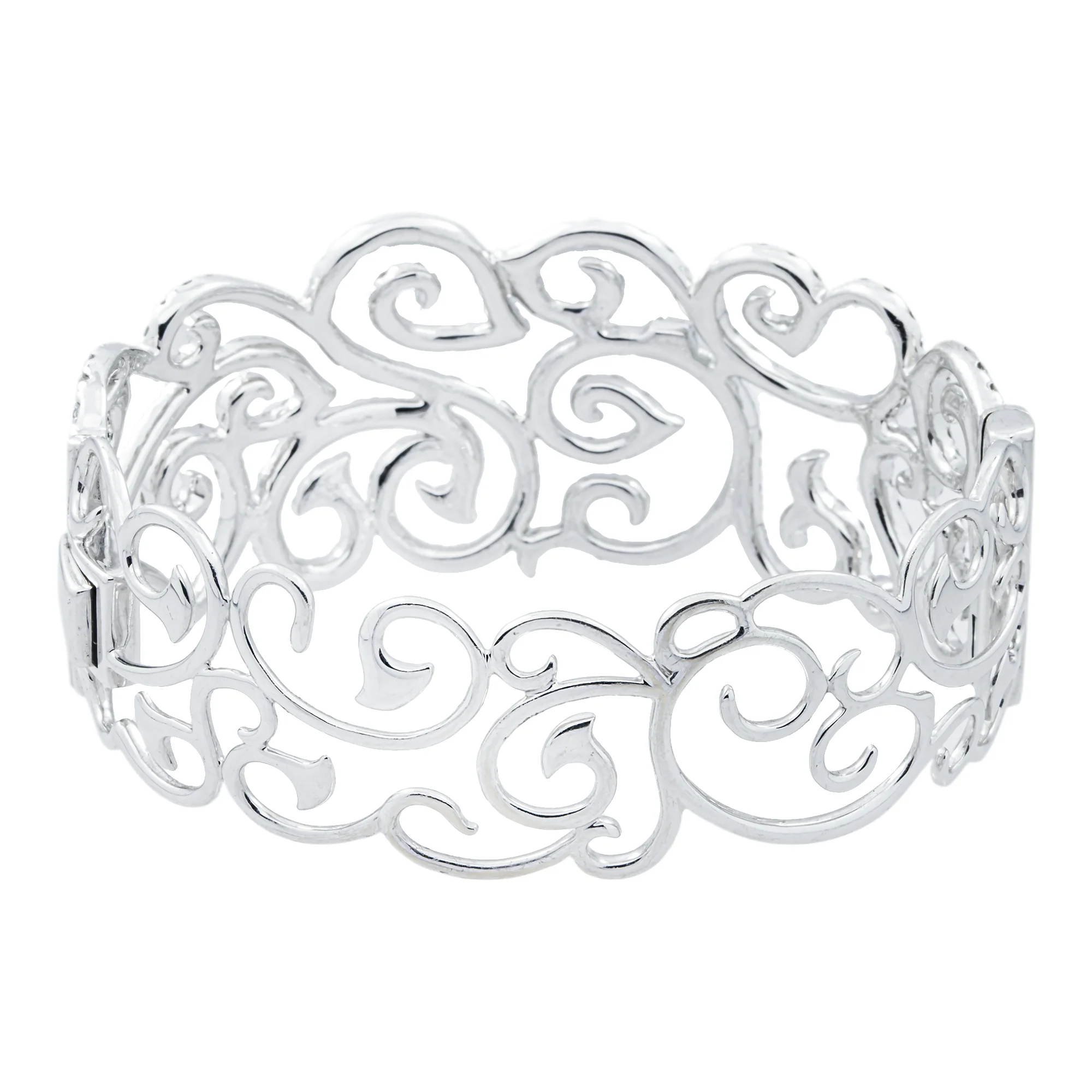 14K White Gold Round Diamond Bangle Bracelet 7.48ct - Image 3