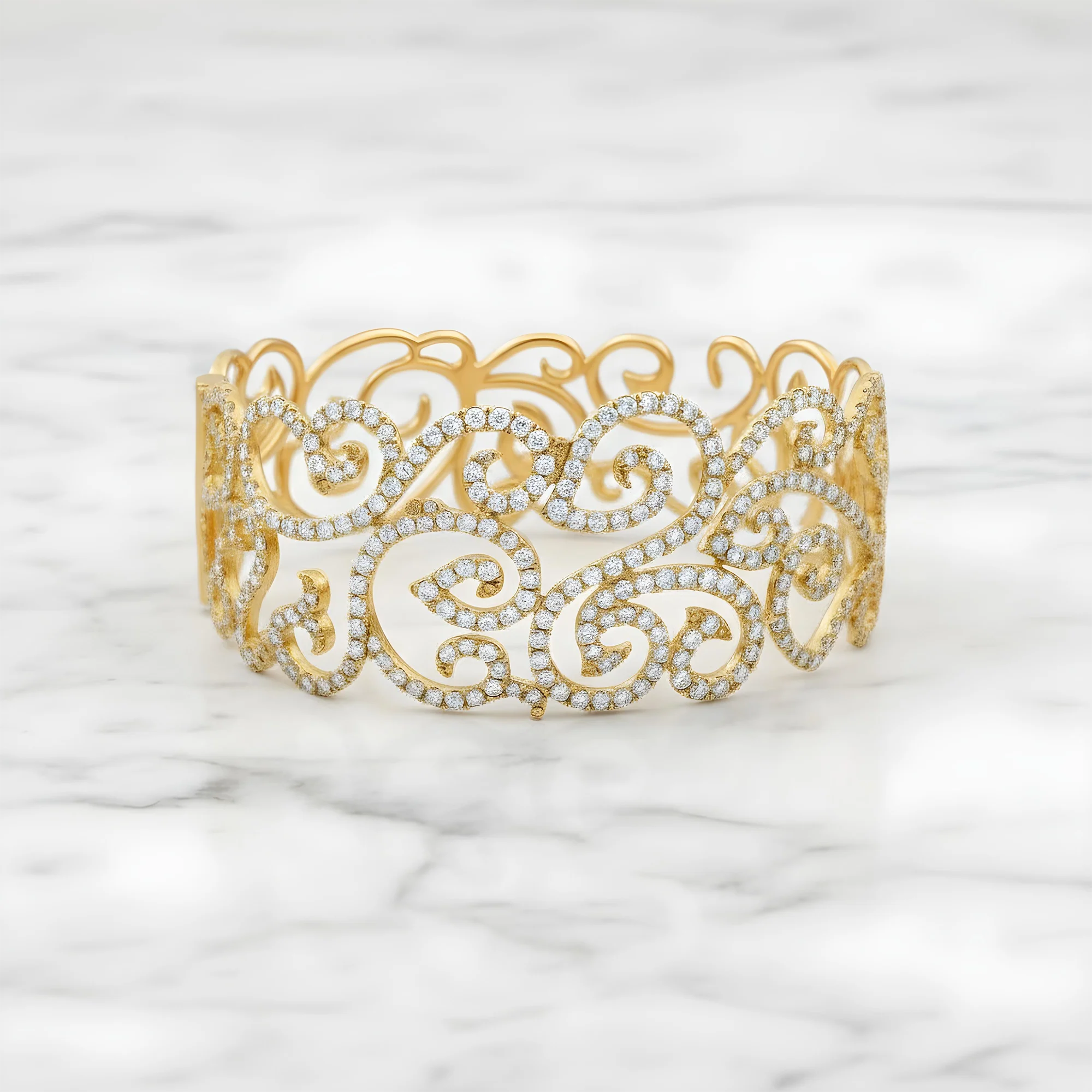 14K White Gold Round Diamond Bangle Bracelet 7.48ct - Image 4