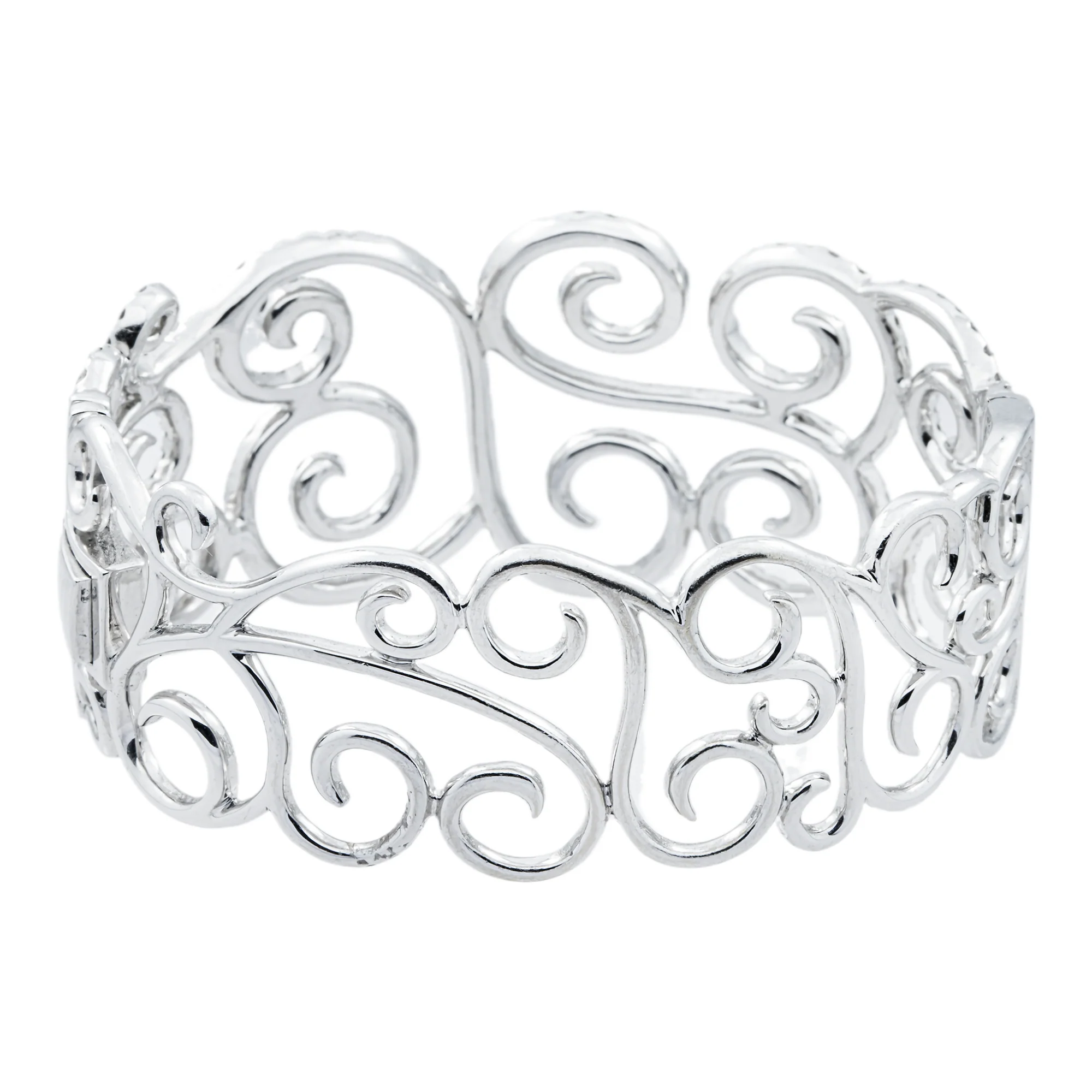 14K White Gold Round Diamond Bangle Bracelet 7.30ct - Image 3