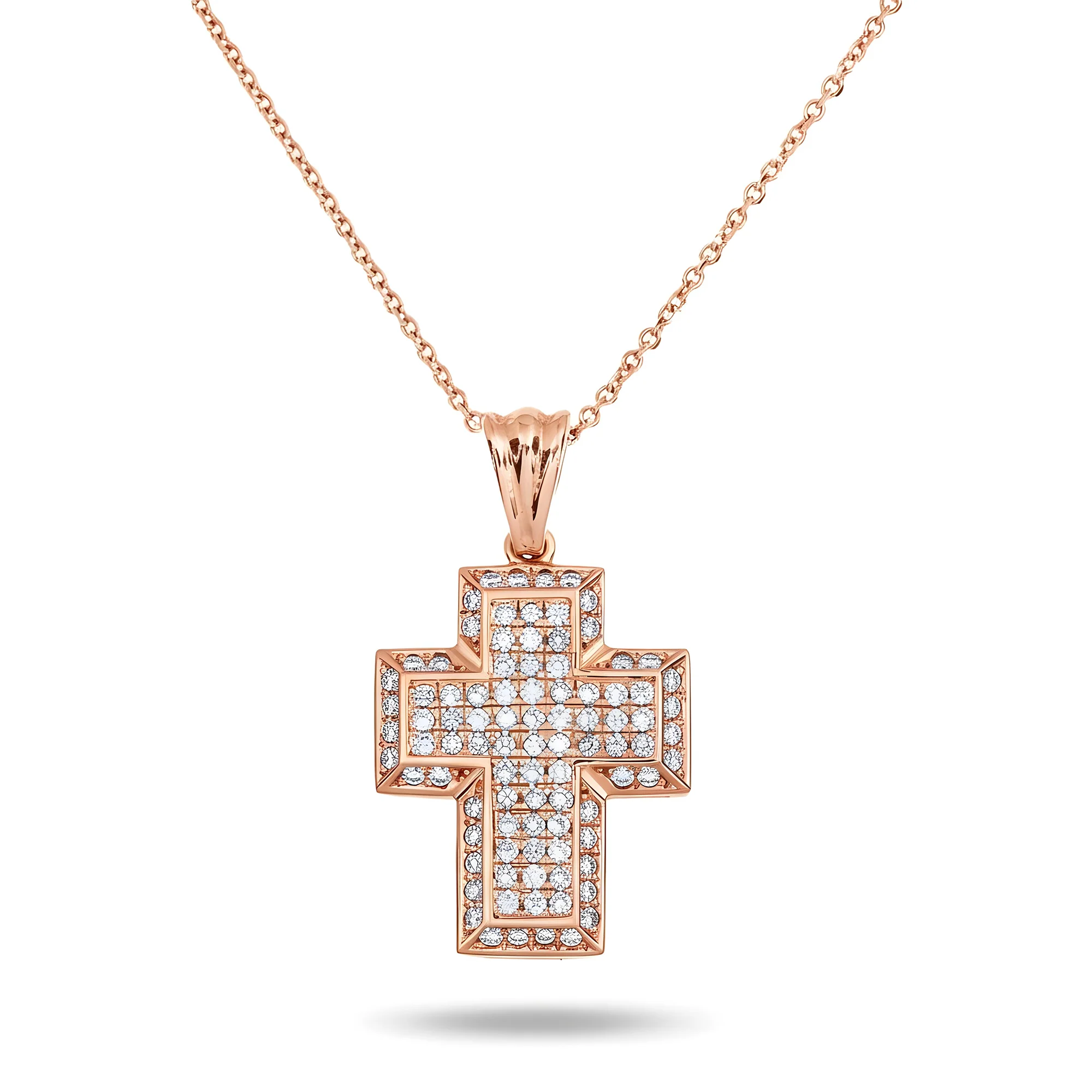 14K White Gold Round Diamond Cross Pendant & Chain Necklace 1.39ct - Image 7