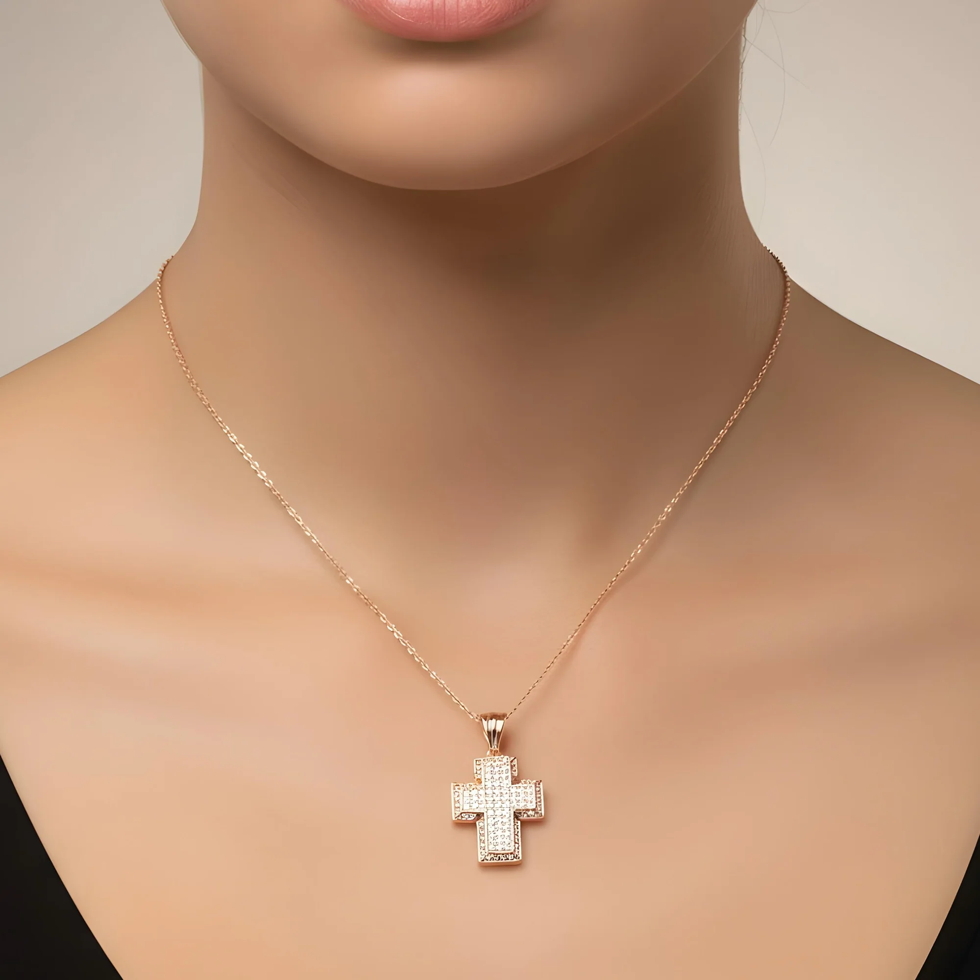 14K White Gold Round Diamond Cross Pendant & Chain Necklace 1.39ct - Image 8