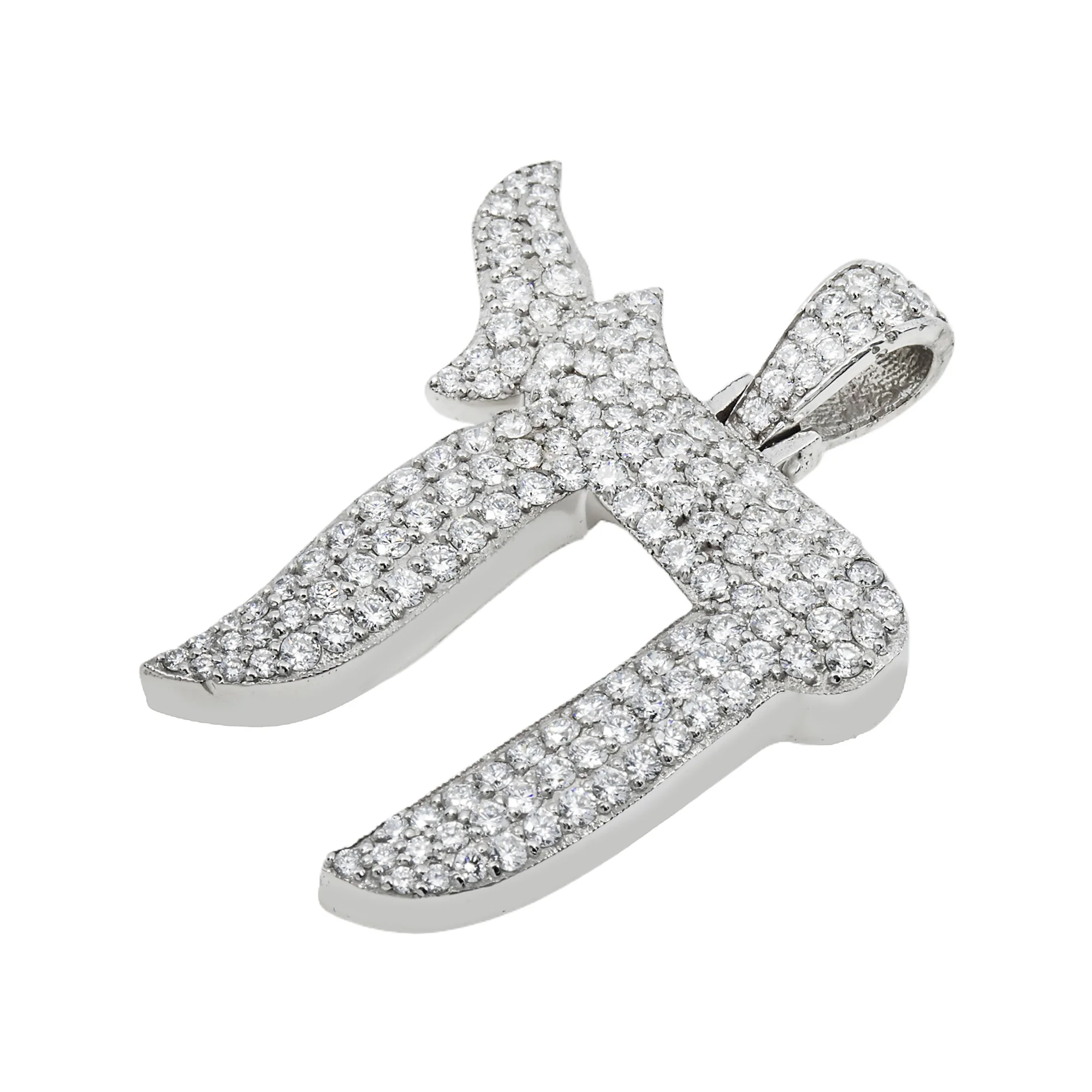 14K White Gold Round Diamond Chai Pendant 2.70ct - Image 3