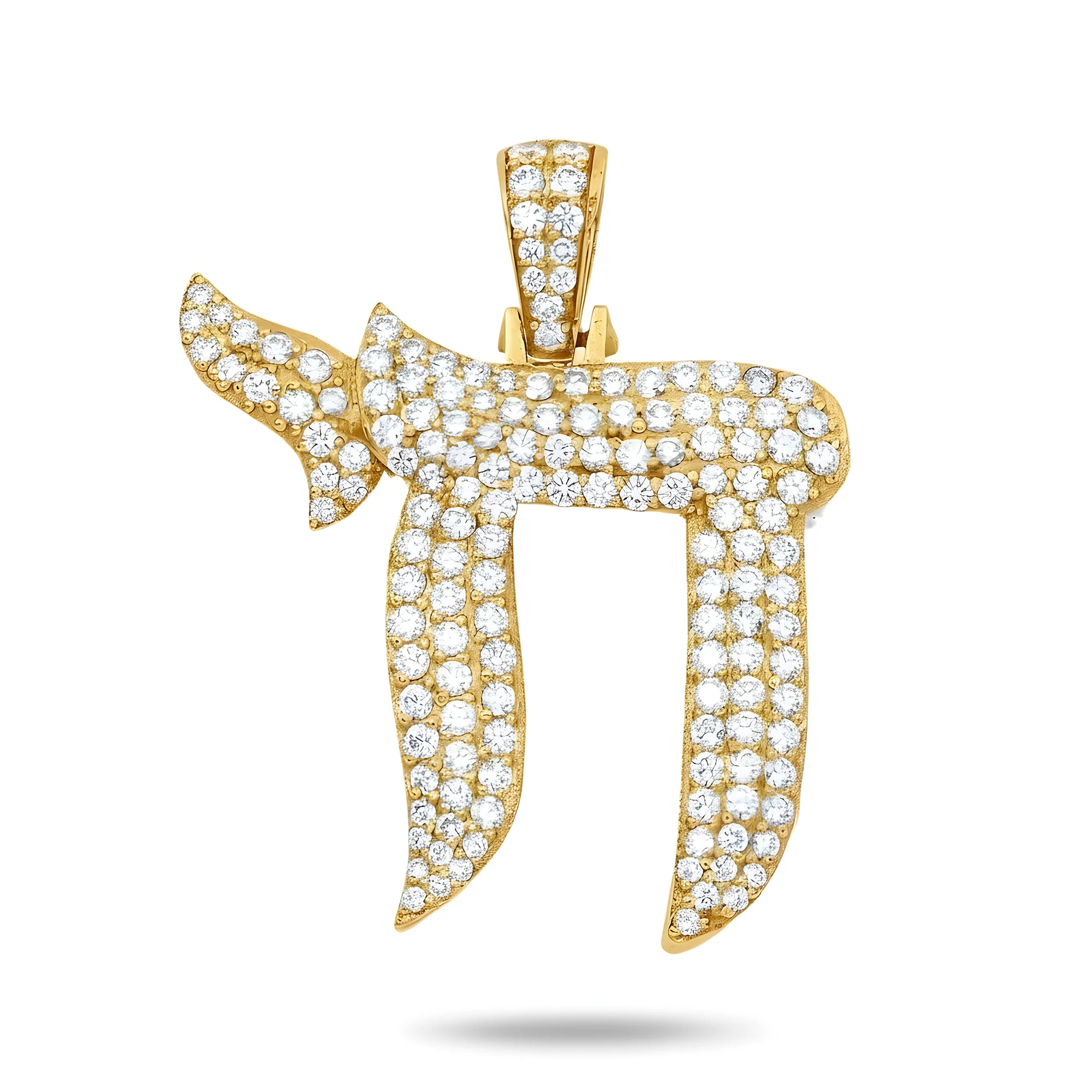 14K White Gold Round Diamond Chai Pendant 2.70ct - Image 6