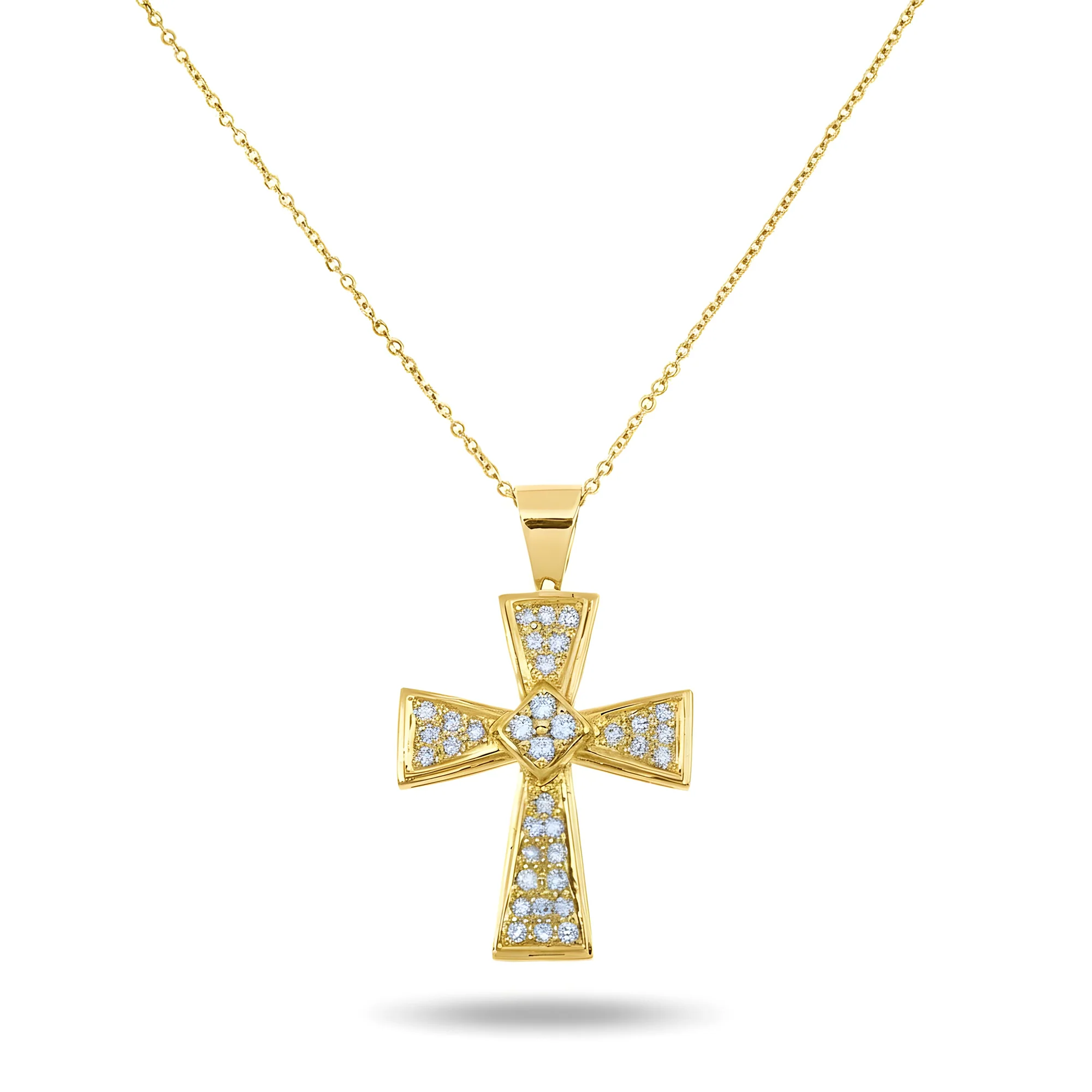 14K White Gold Round Diamond Cross Pendant & Chain Necklace 0.46ct - Image 5
