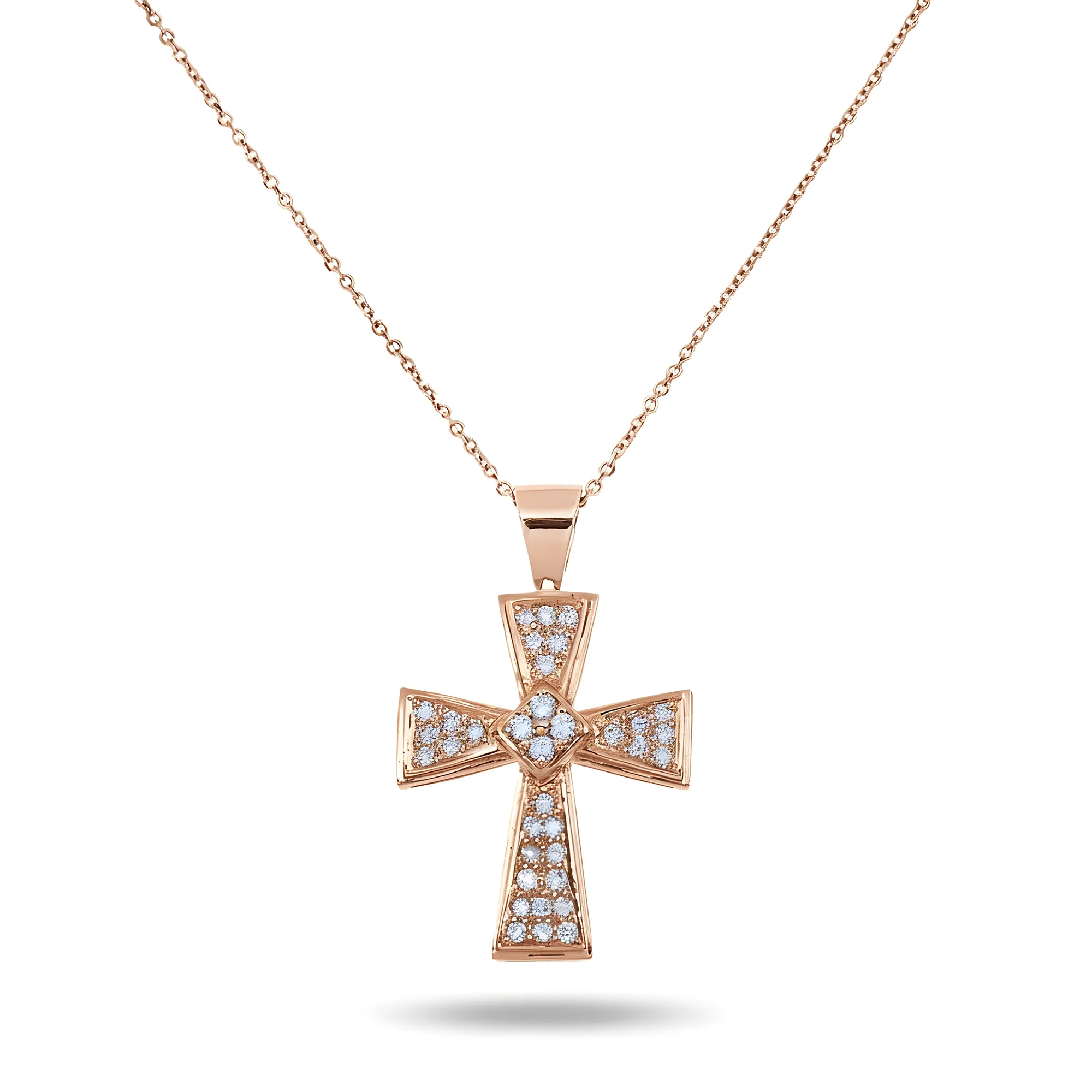 14K White Gold Round Diamond Cross Pendant & Chain Necklace 0.46ct - Image 7