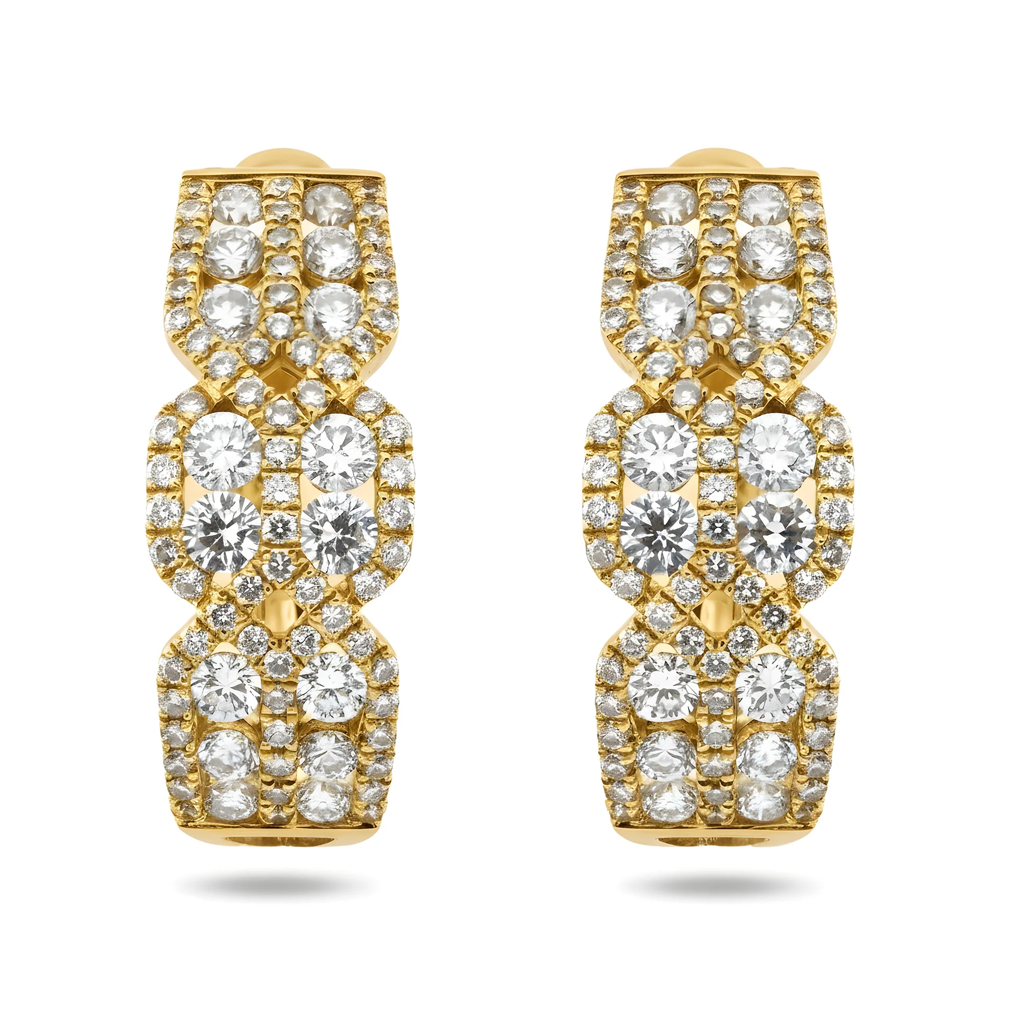 18K White Gold Detailed Round Diamond Hoop Earrings 1.45ct - Image 4