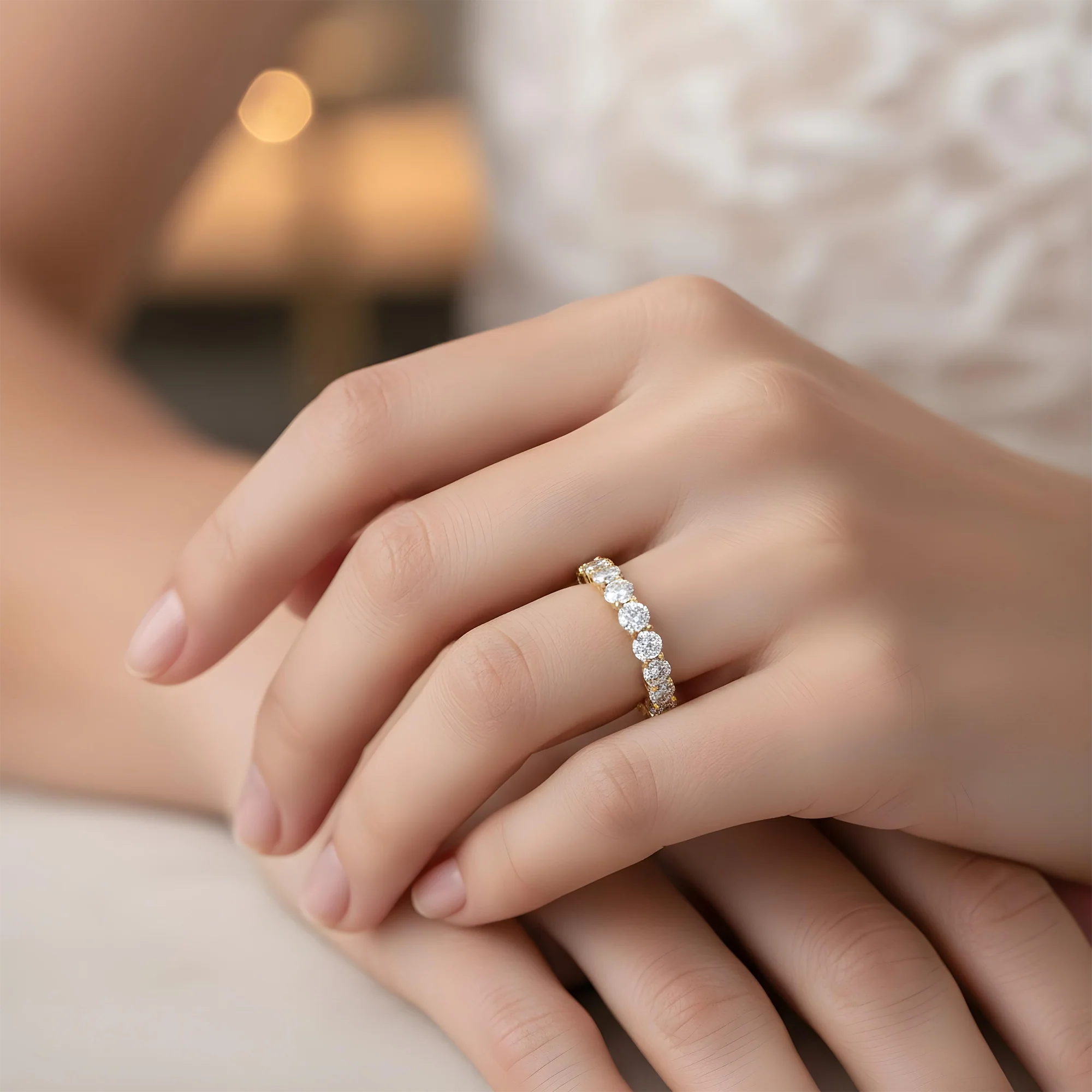 14K White Gold Round Diamond Eternity Ring 6.76ct (Size 5.75-7.5) - Image 6