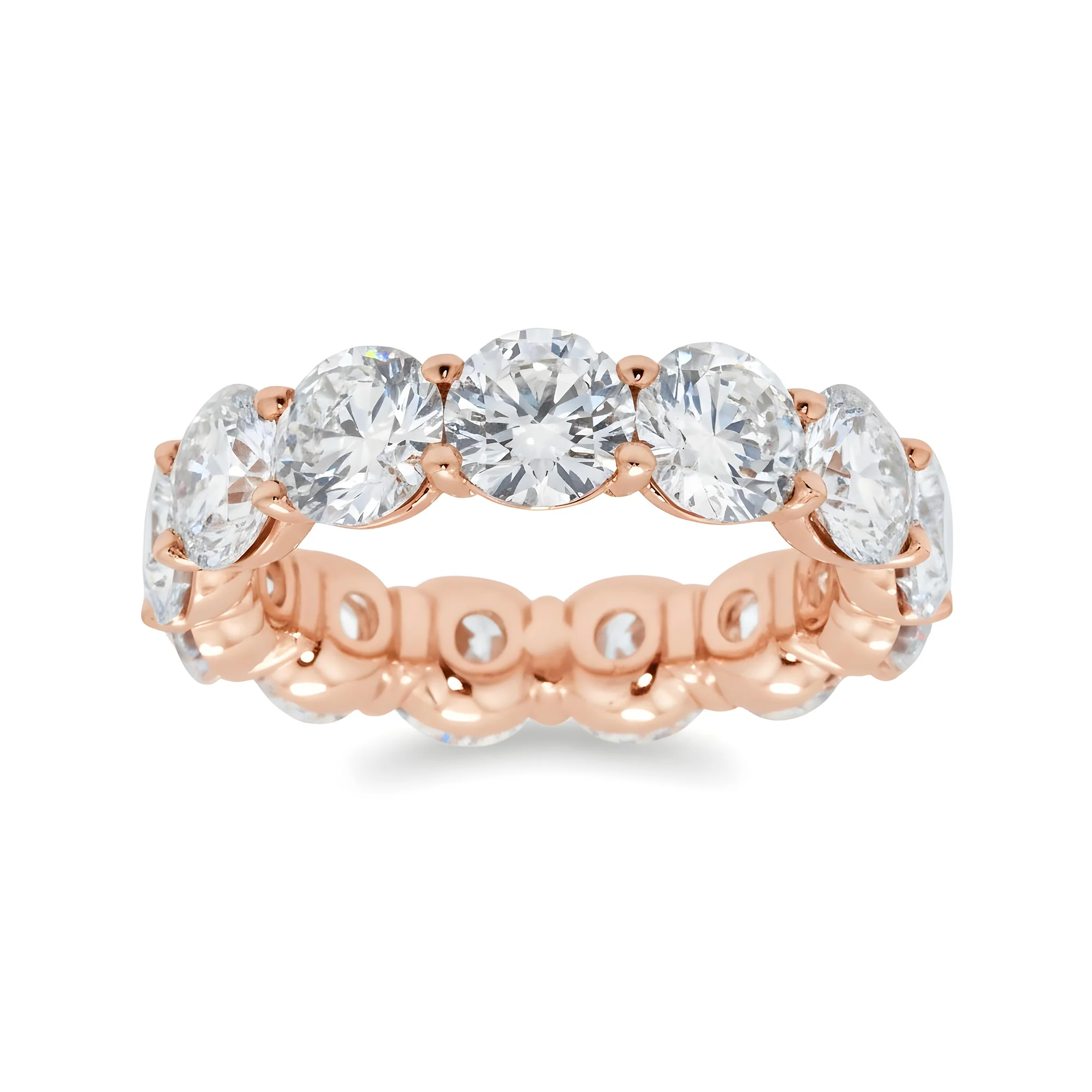 14K White Gold Round Diamond Eternity Ring 6.76ct (Size 5.75-7.5) - Image 7