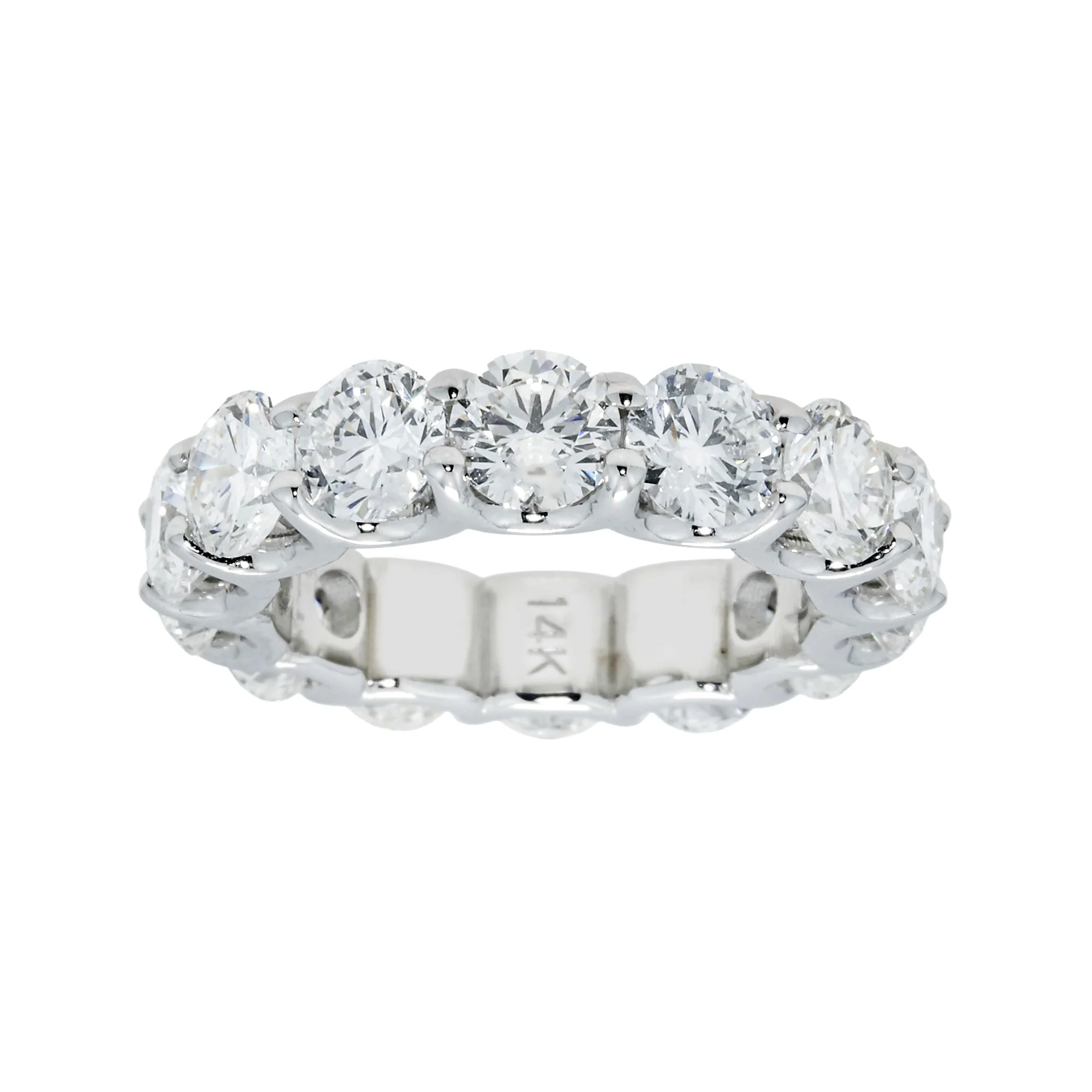 14K White Gold Round Diamond Eternity Ring 7.04ct