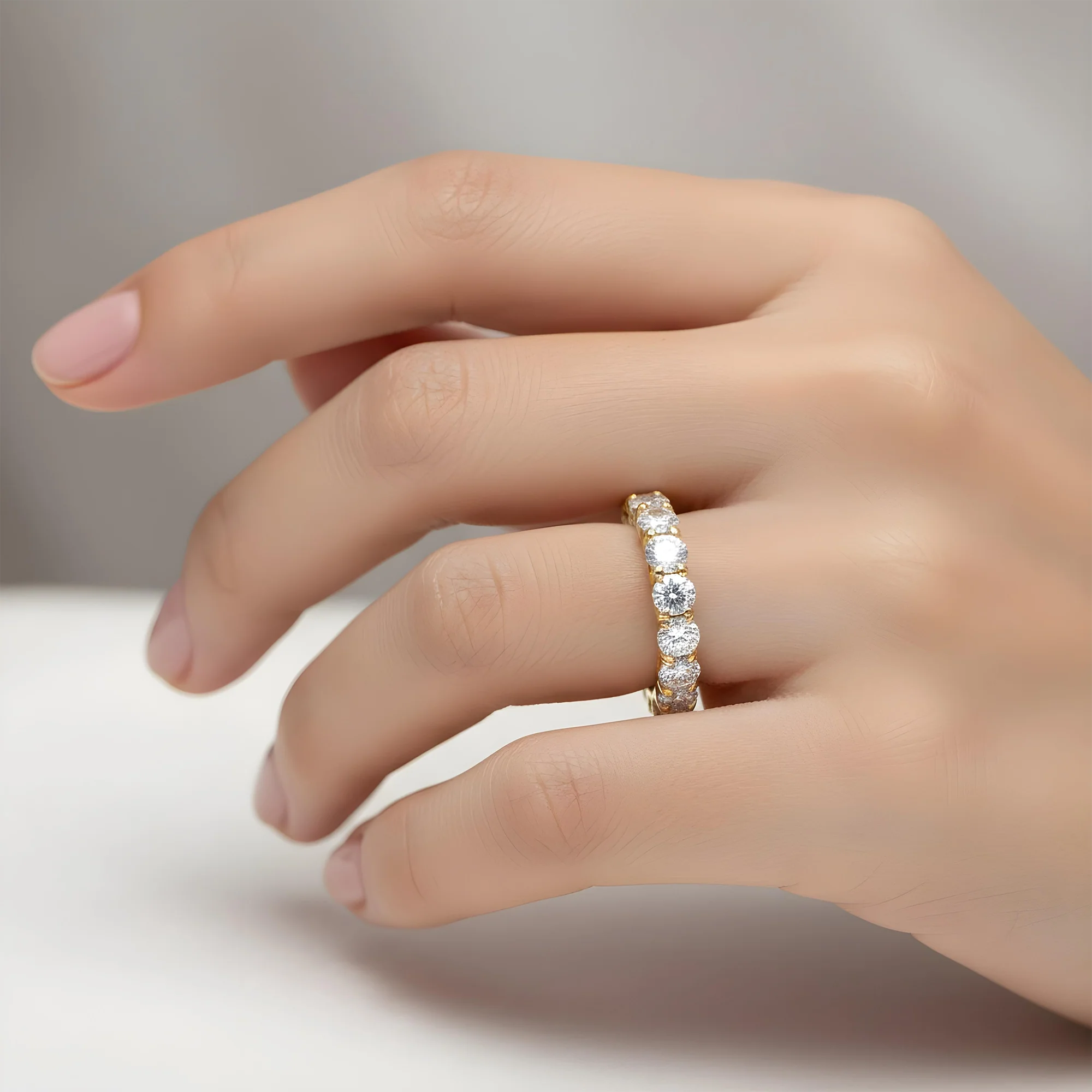 14K White Gold Round Diamond Eternity Ring 7.04ct - Image 6