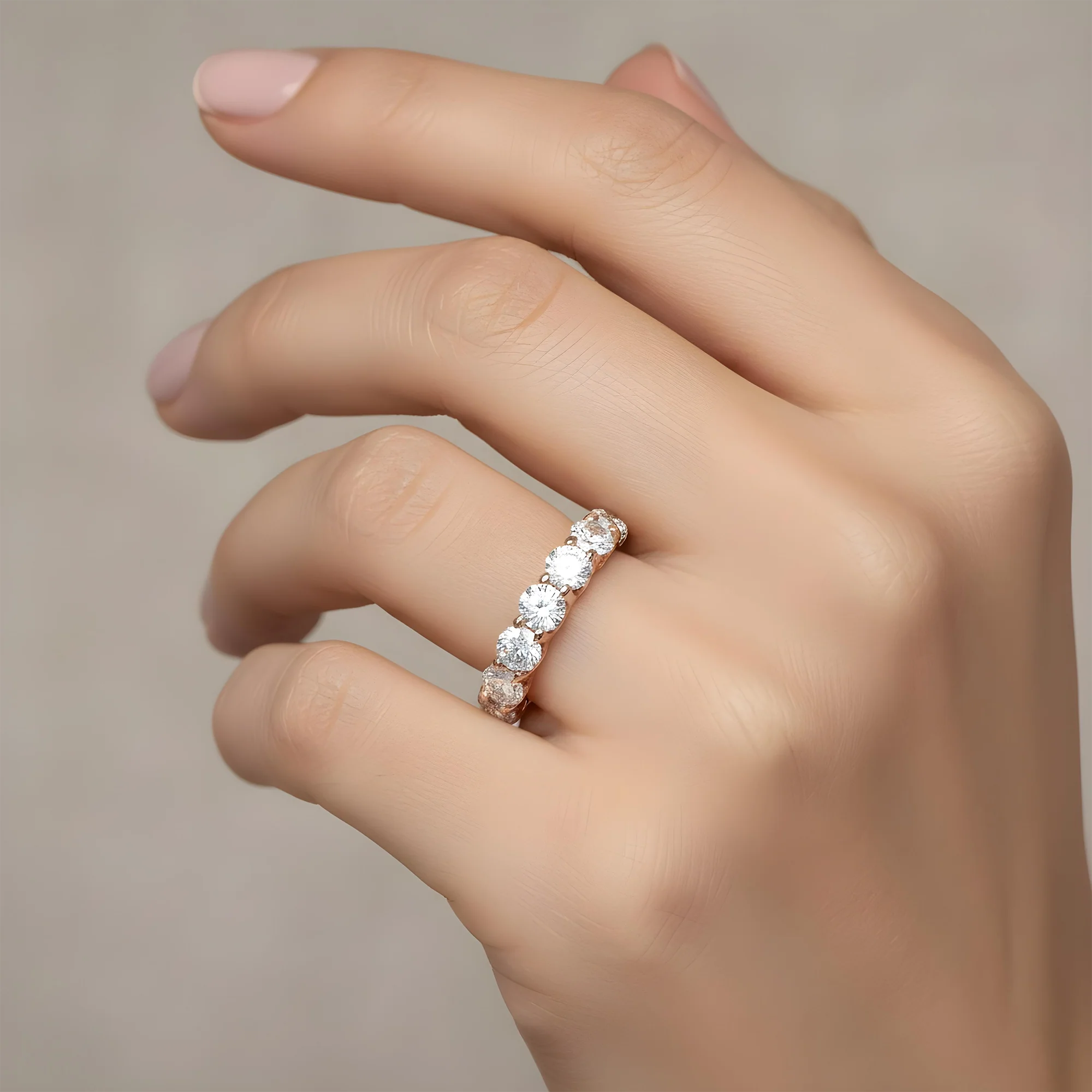 14K White Gold Round Diamond Eternity Ring 7.04ct - Image 8