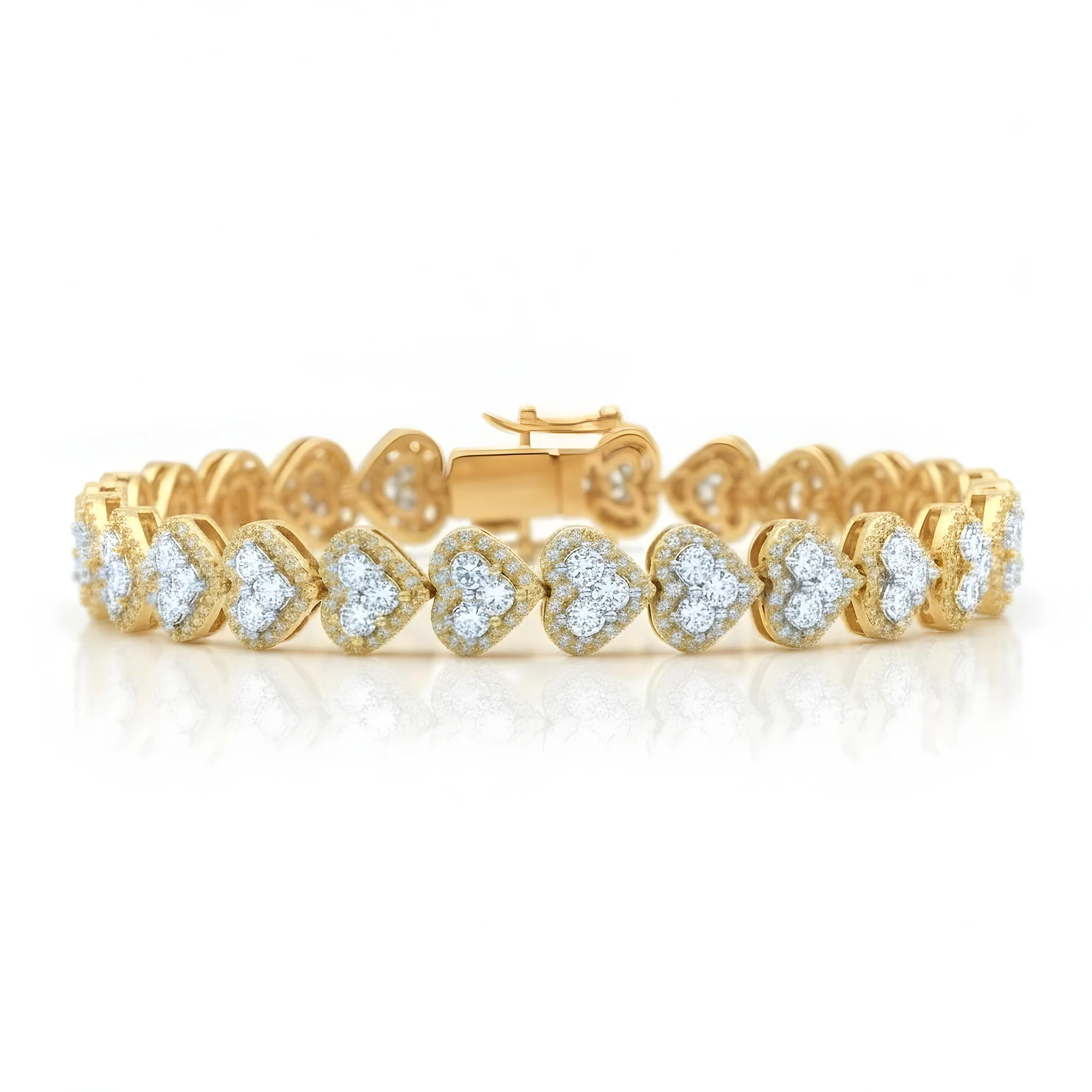 14K White Gold Princess Cut Diamond Heart Shaped Bracelet 7.97ct - Image 4