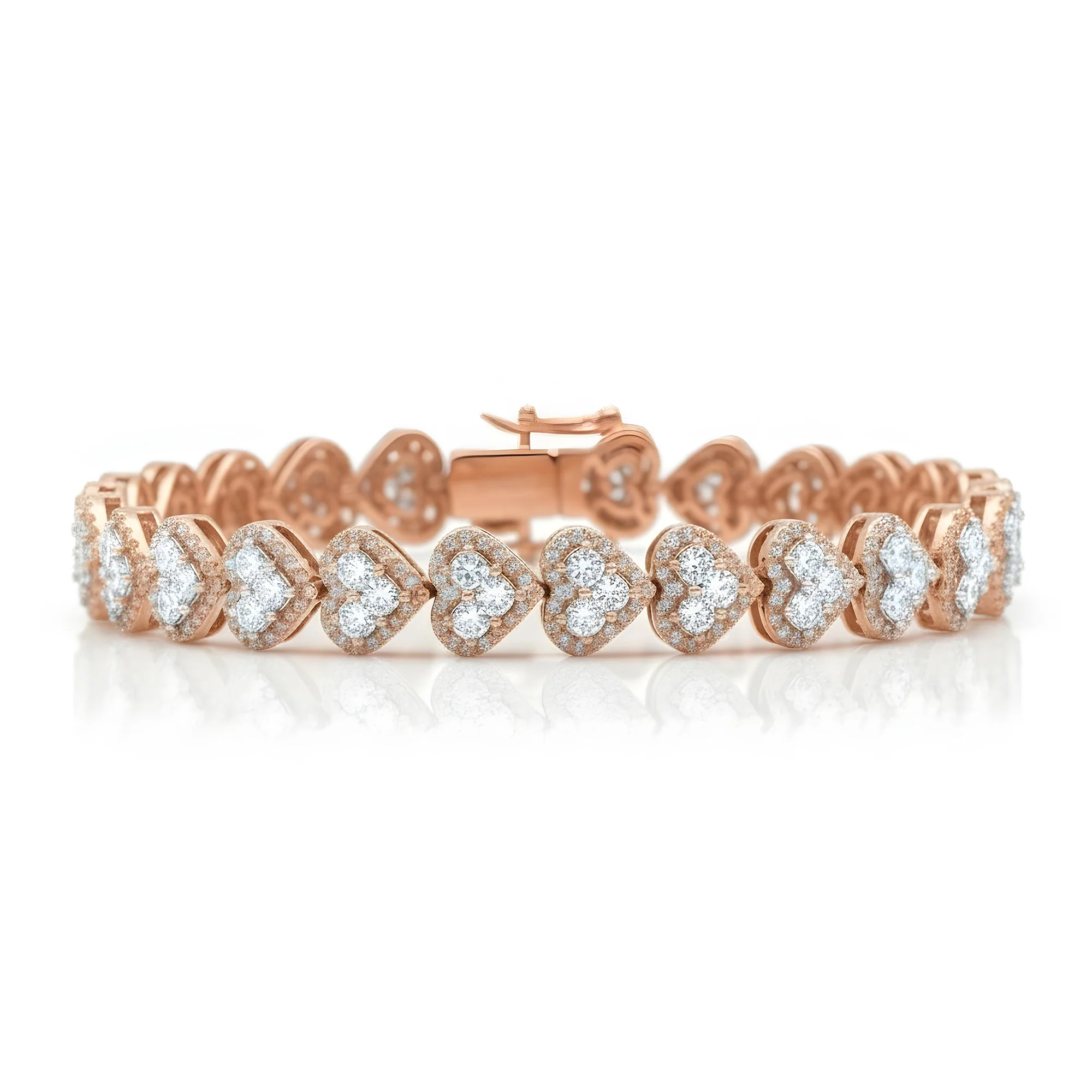 14K White Gold Princess Cut Diamond Heart Shaped Bracelet 7.97ct - Image 6