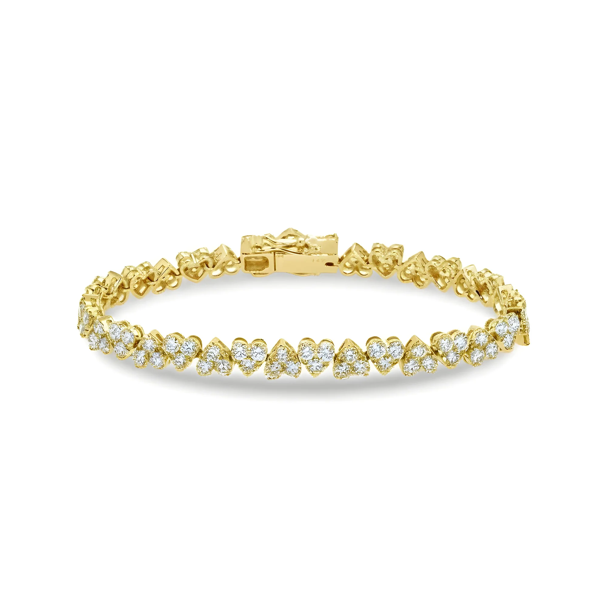 14K White Gold Round Diamond Heart Shaped Bracelet 8.90ct - Image 5
