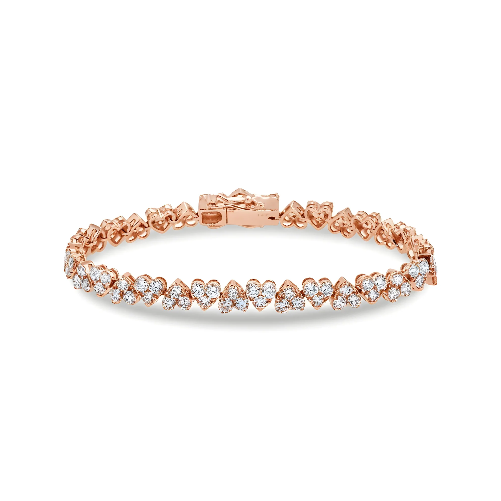 14K White Gold Round Diamond Heart Shaped Bracelet 8.90ct - Image 7