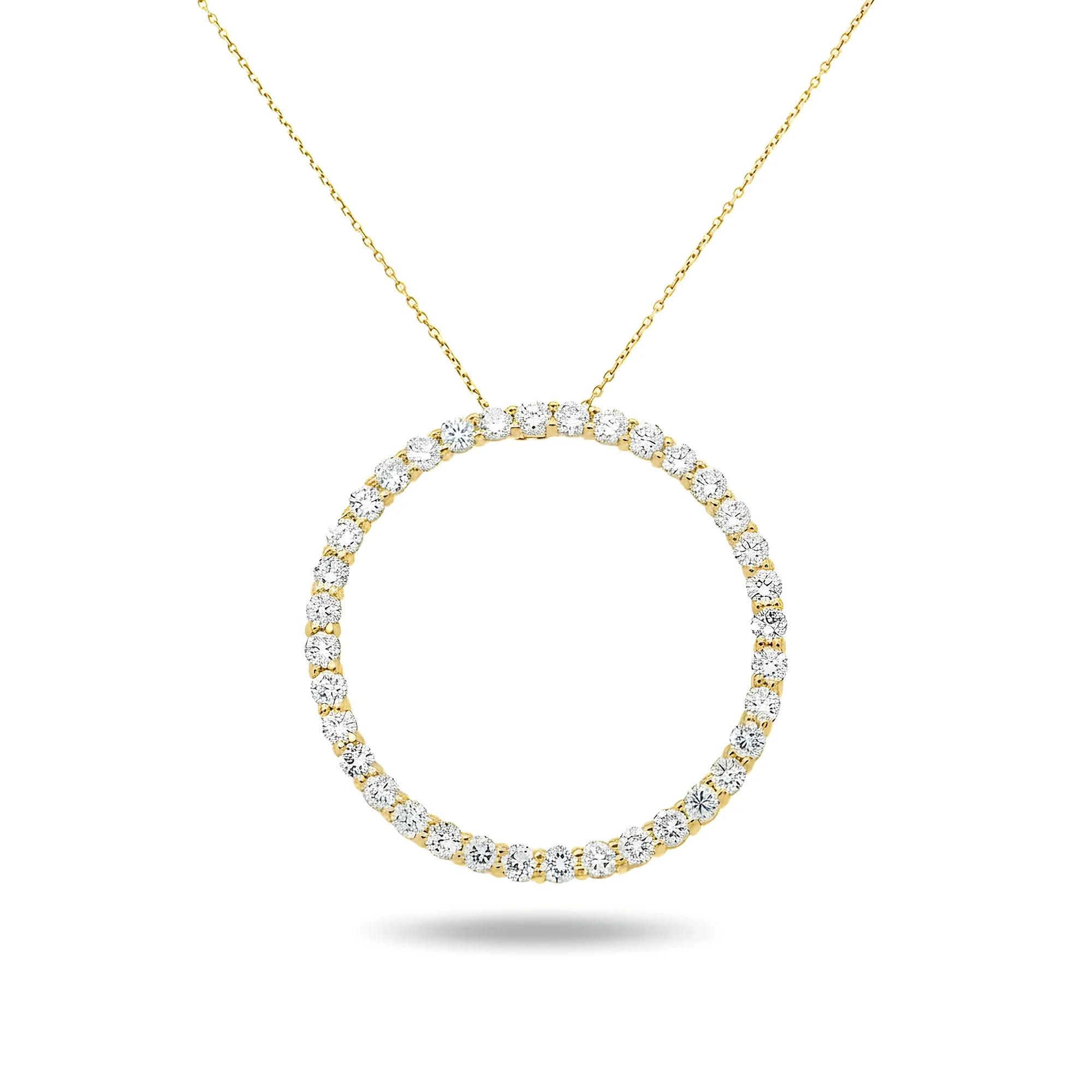 14K White Gold Round Diamond Karma Circle Necklace 6.0ct - Image 4