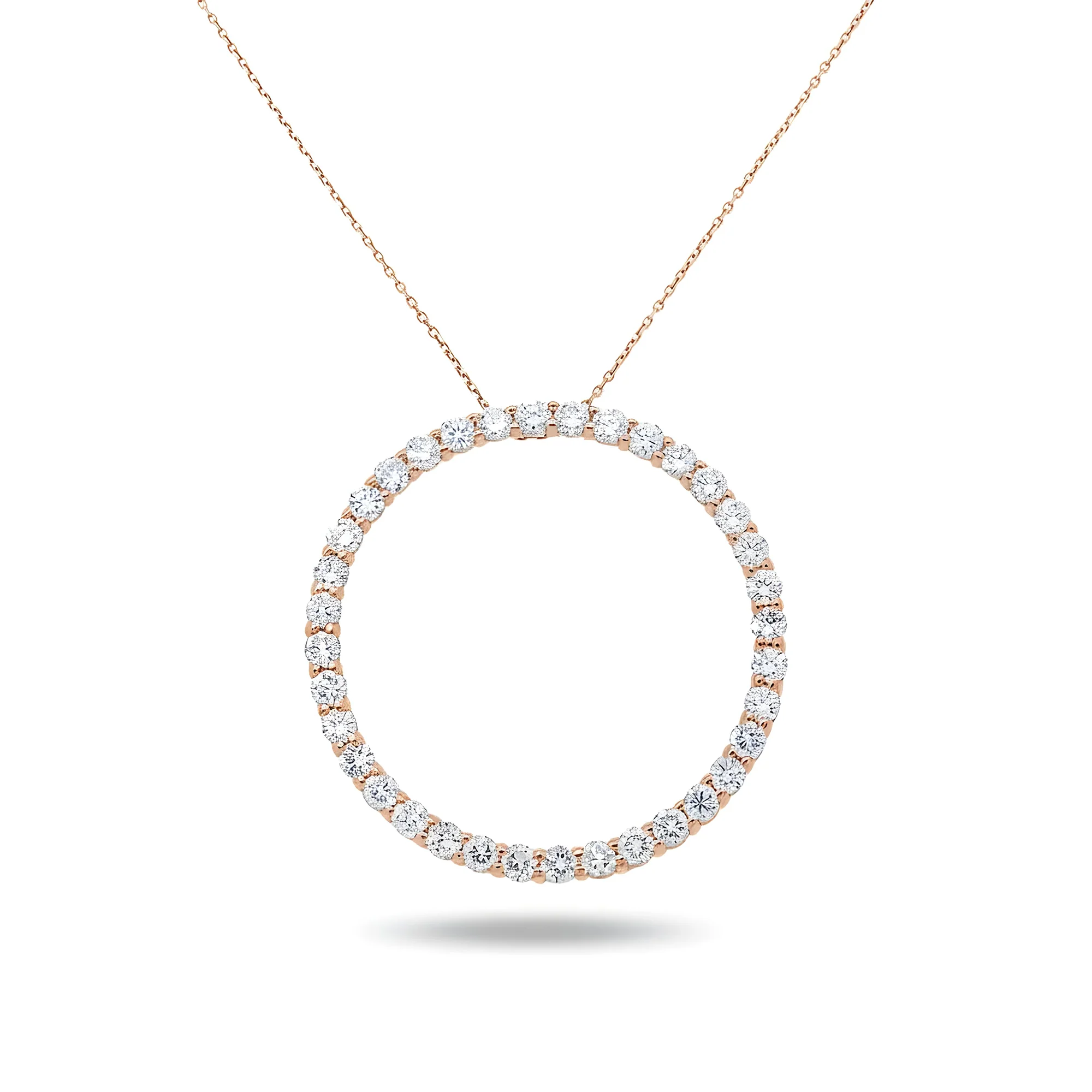14K White Gold Round Diamond Karma Circle Necklace 6.0ct - Image 6