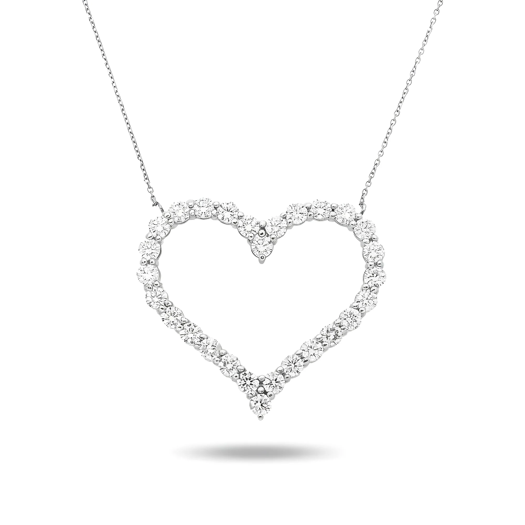 14K Yellow Gold Round Diamond Open Heart Necklace 5.82ct - Image 4