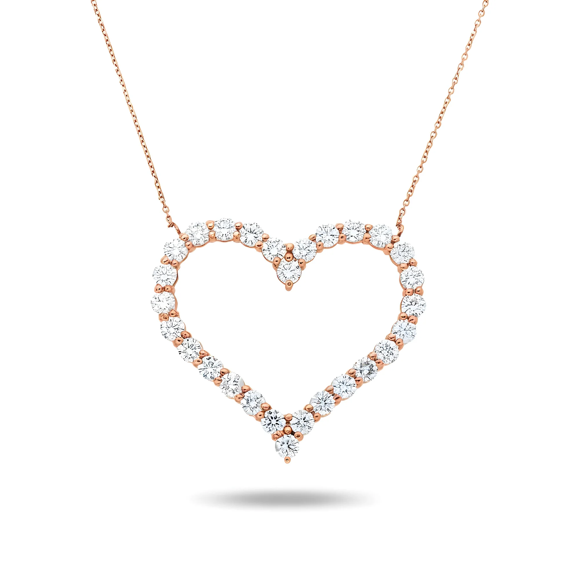 14K Yellow Gold Round Diamond Open Heart Necklace 5.82ct - Image 7