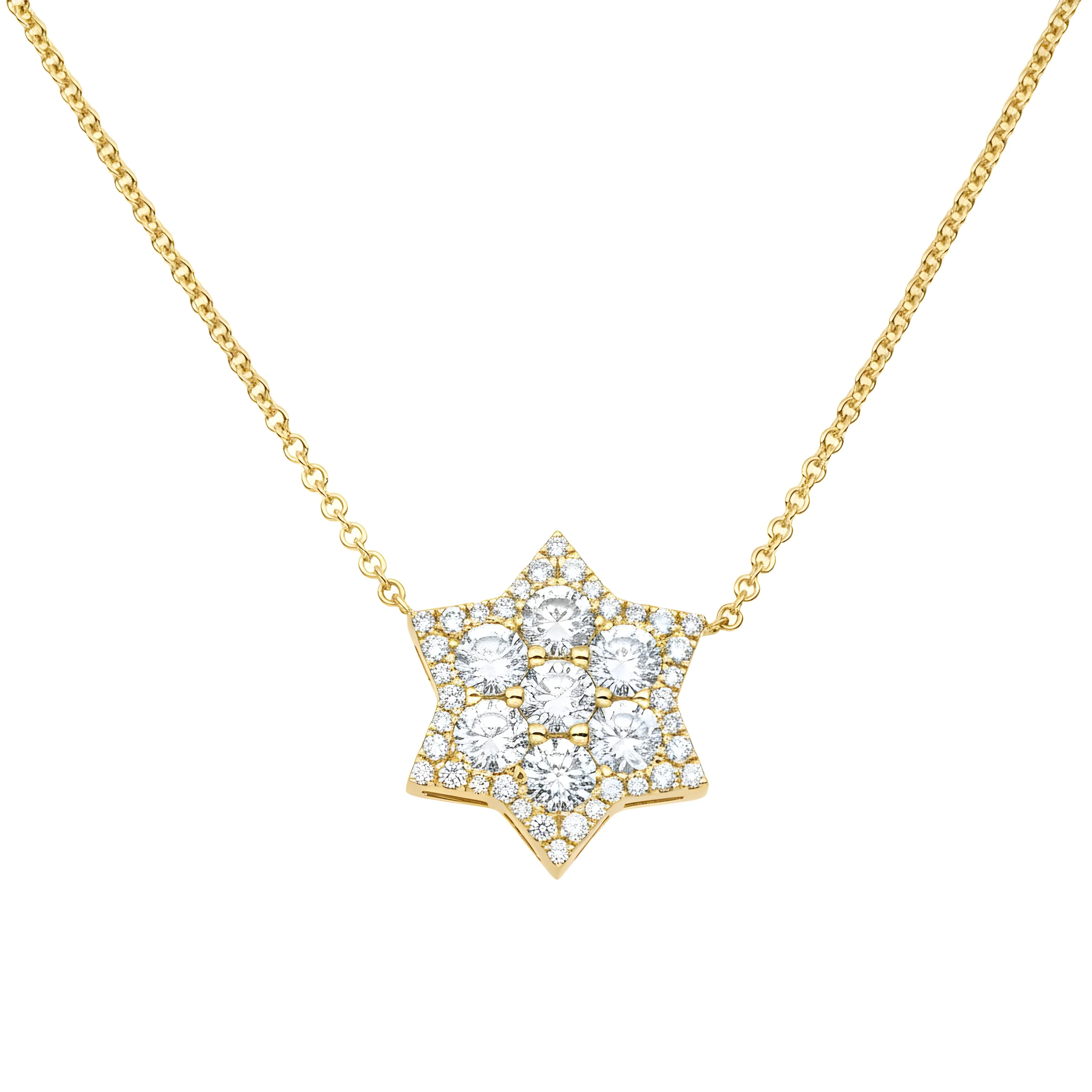 14K White Gold Round Diamond Star of David Pendant & Chain Necklace 1.51ct - Image 4