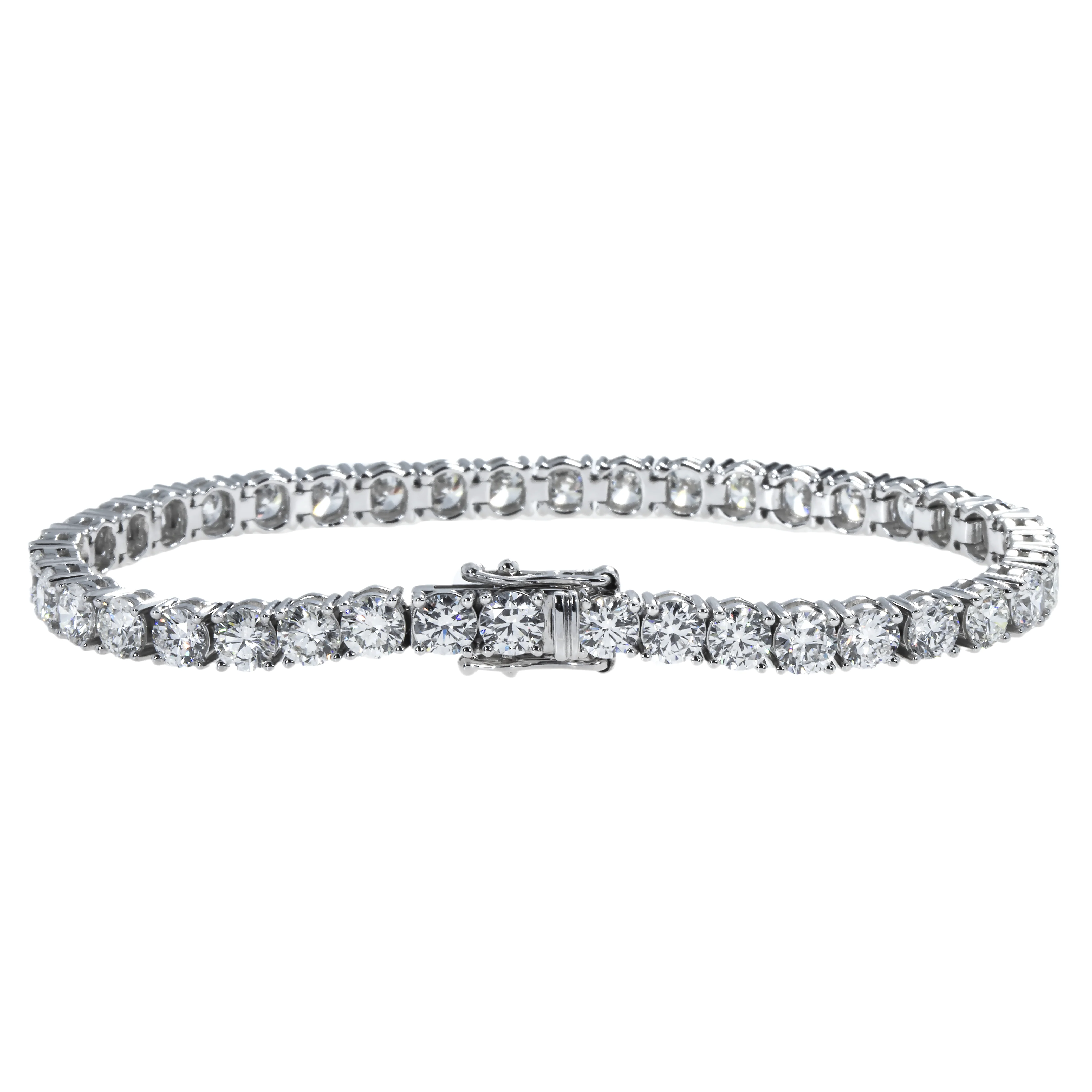 14K White Gold Round Diamond Tennis Bracelet 12.46ct - Image 3