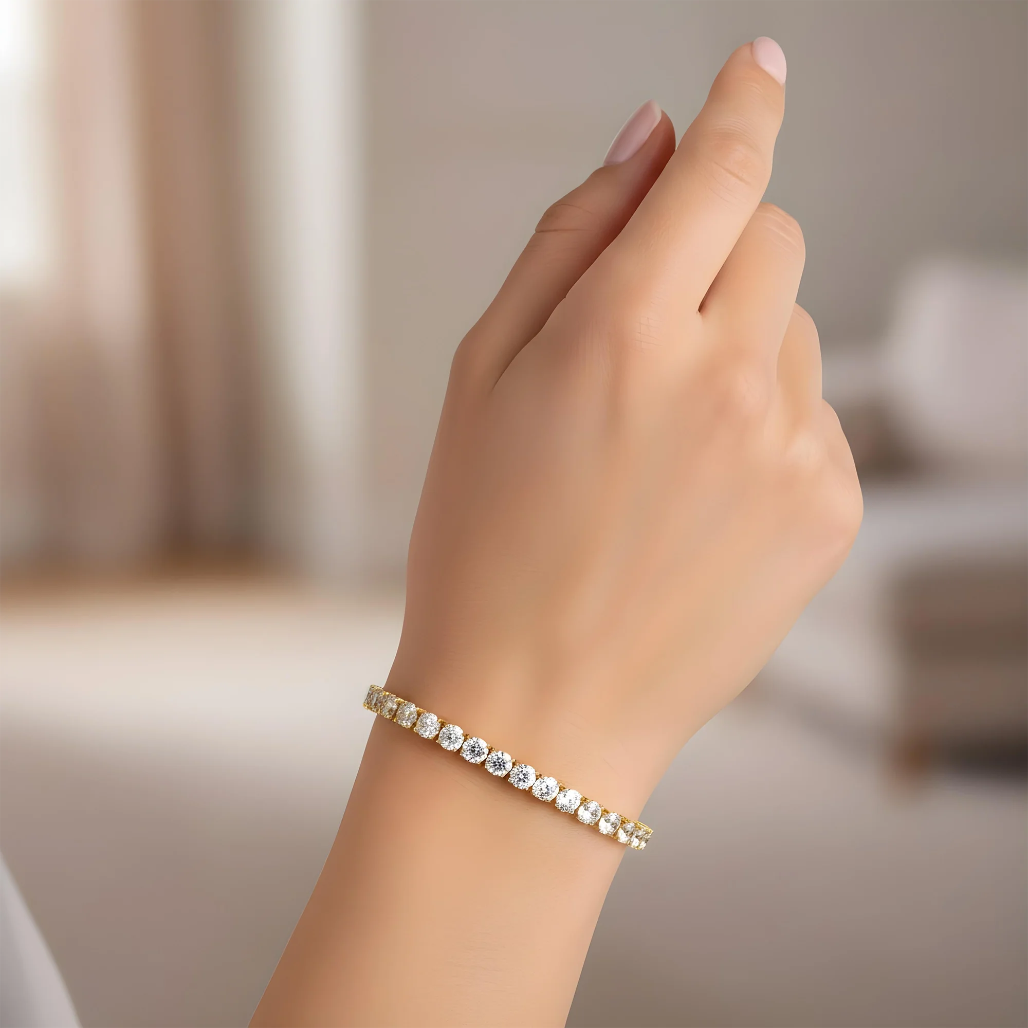 14K White Gold Round Diamond Tennis Bracelet 12.46ct - Image 5