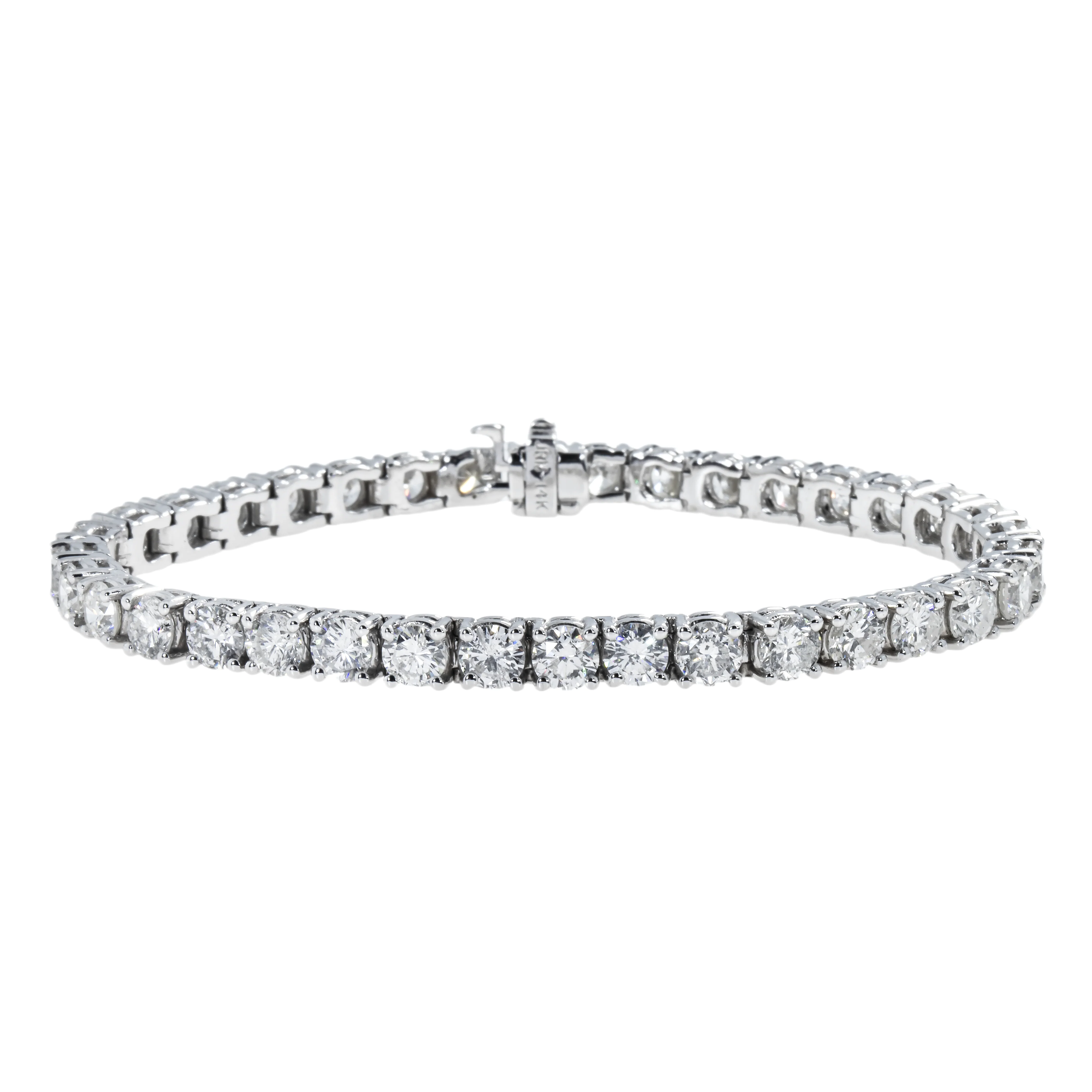 14K White Gold Round Diamond Tennis Bracelet 14.12ct