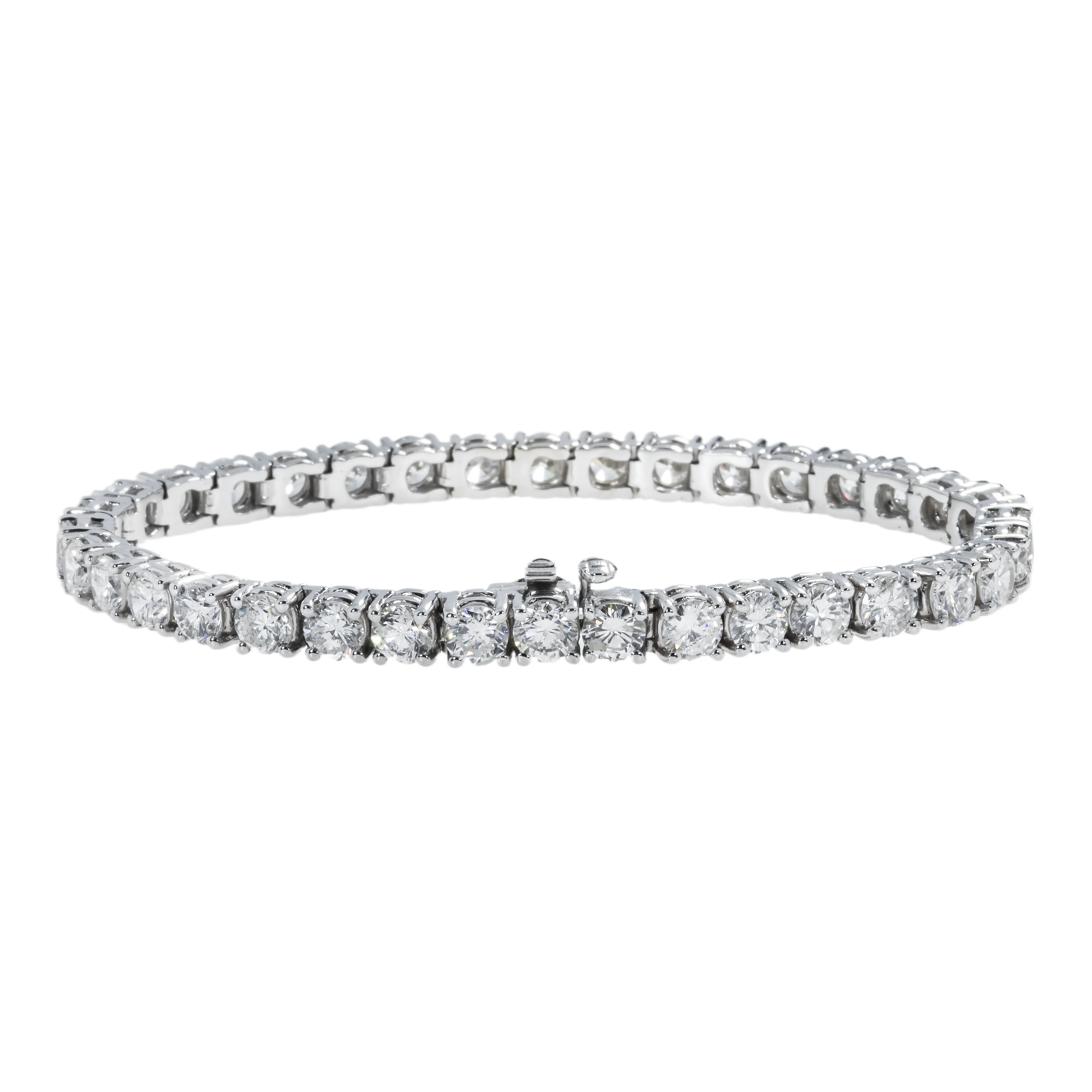 14K White Gold Round Diamond Tennis Bracelet 14.12ct - Image 3