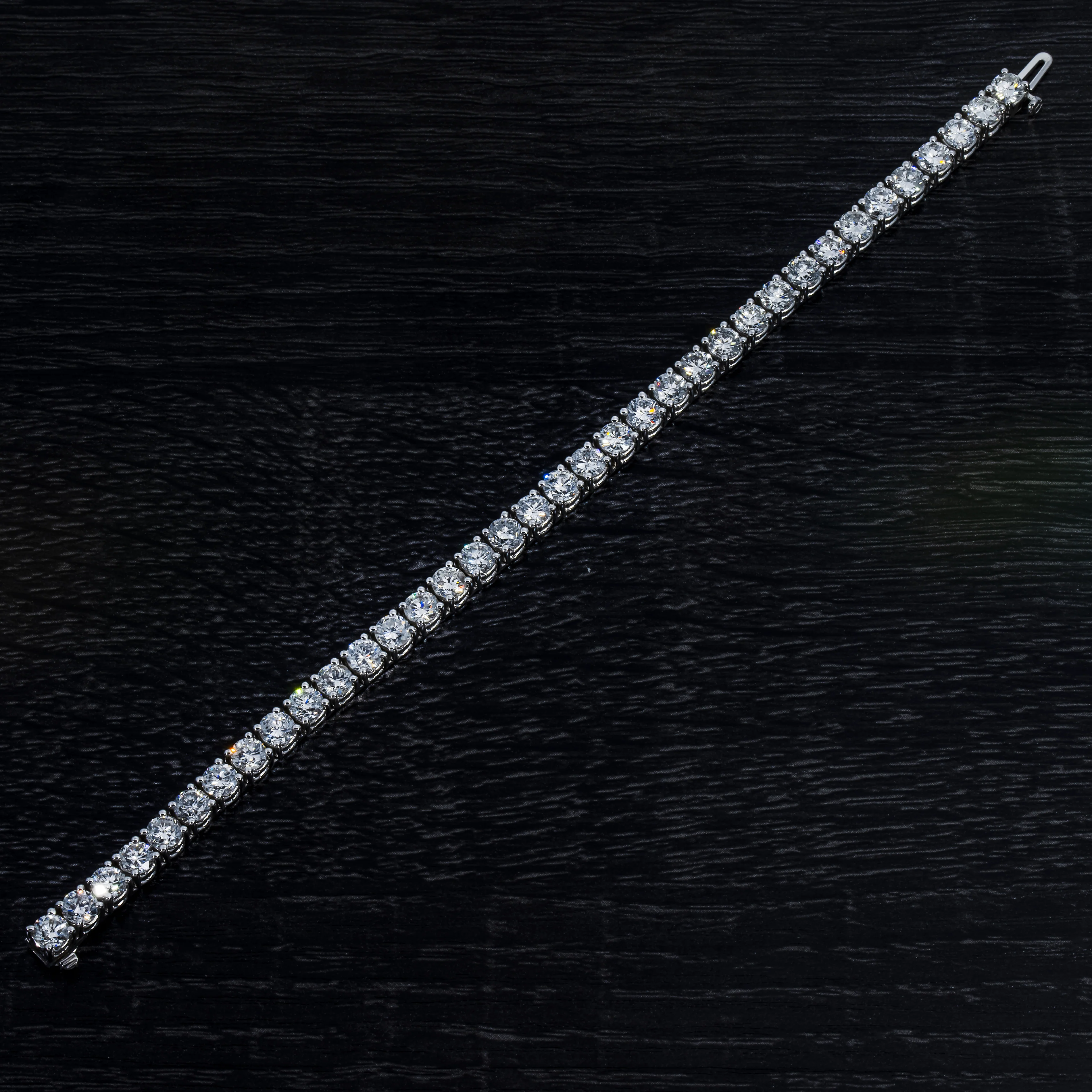 14K White Gold Round Diamond Tennis Bracelet 14.12ct - Image 4