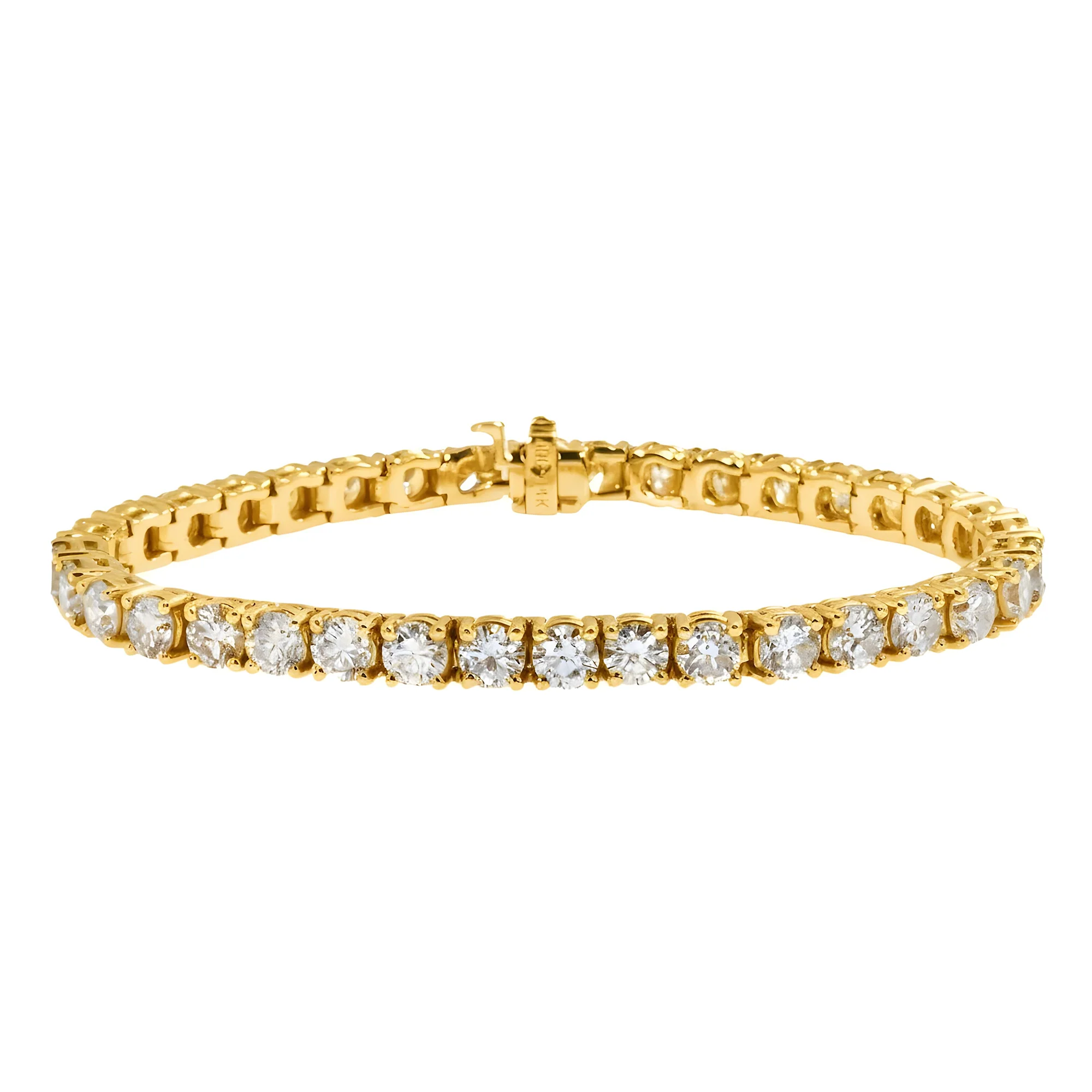 14K White Gold Round Diamond Tennis Bracelet 14.12ct - Image 5