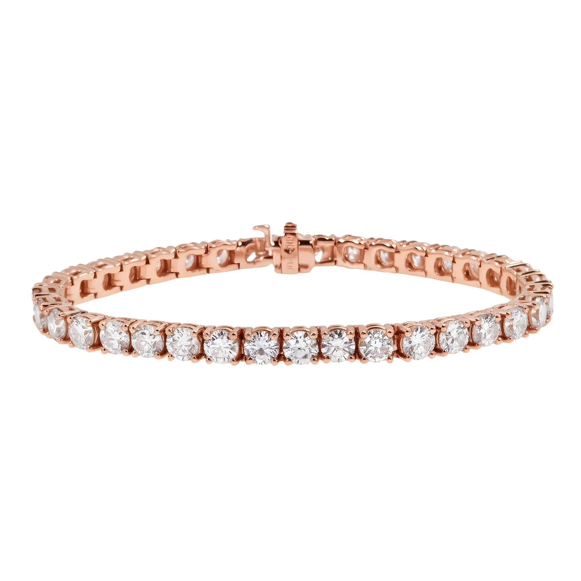 14K White Gold Round Diamond Tennis Bracelet 14.12ct - Image 7