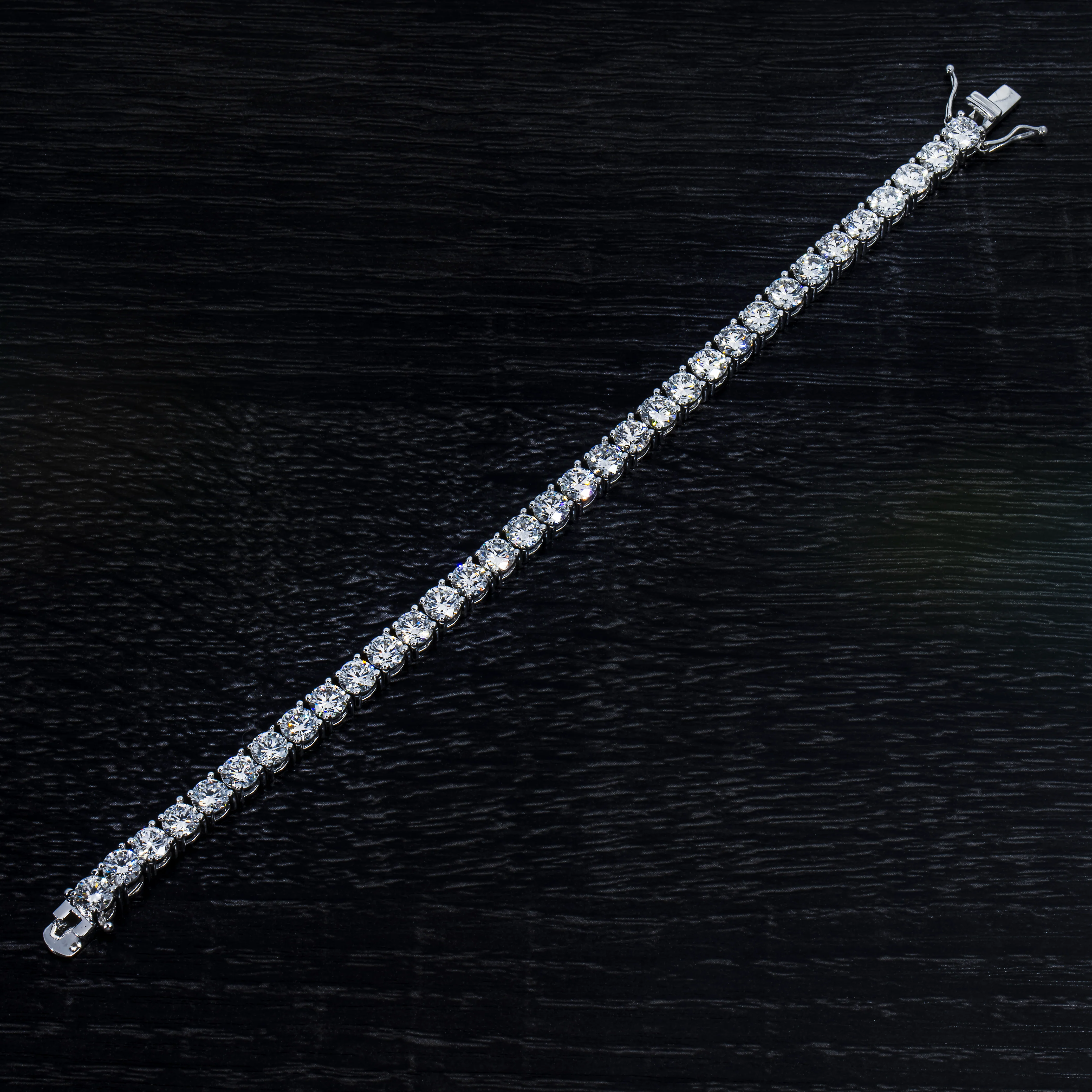 14K White Gold Round Diamond Tennis Bracelet 14.20ct - Image 3