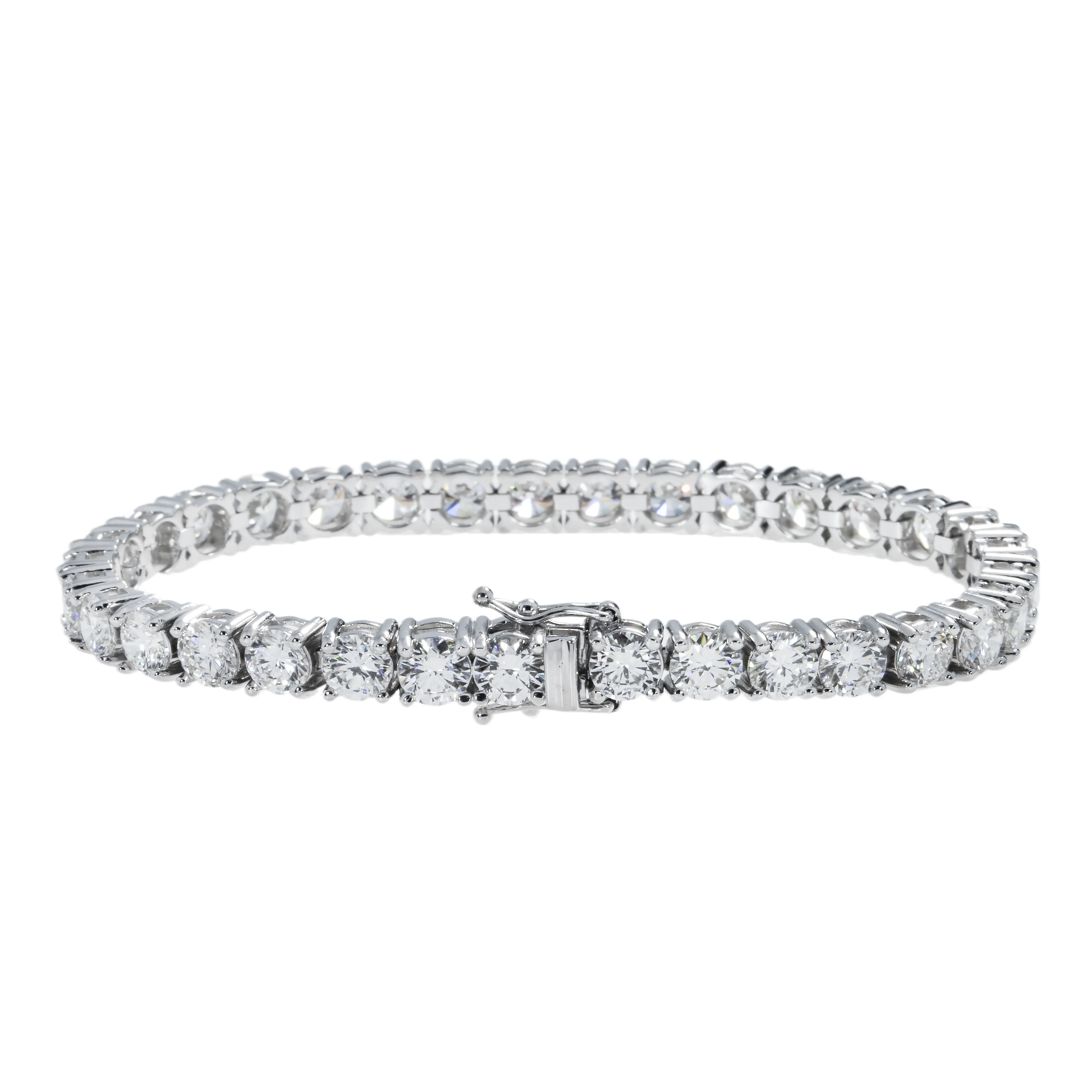 14K White Gold Round Diamond Tennis Bracelet 14.20ct - Image 4