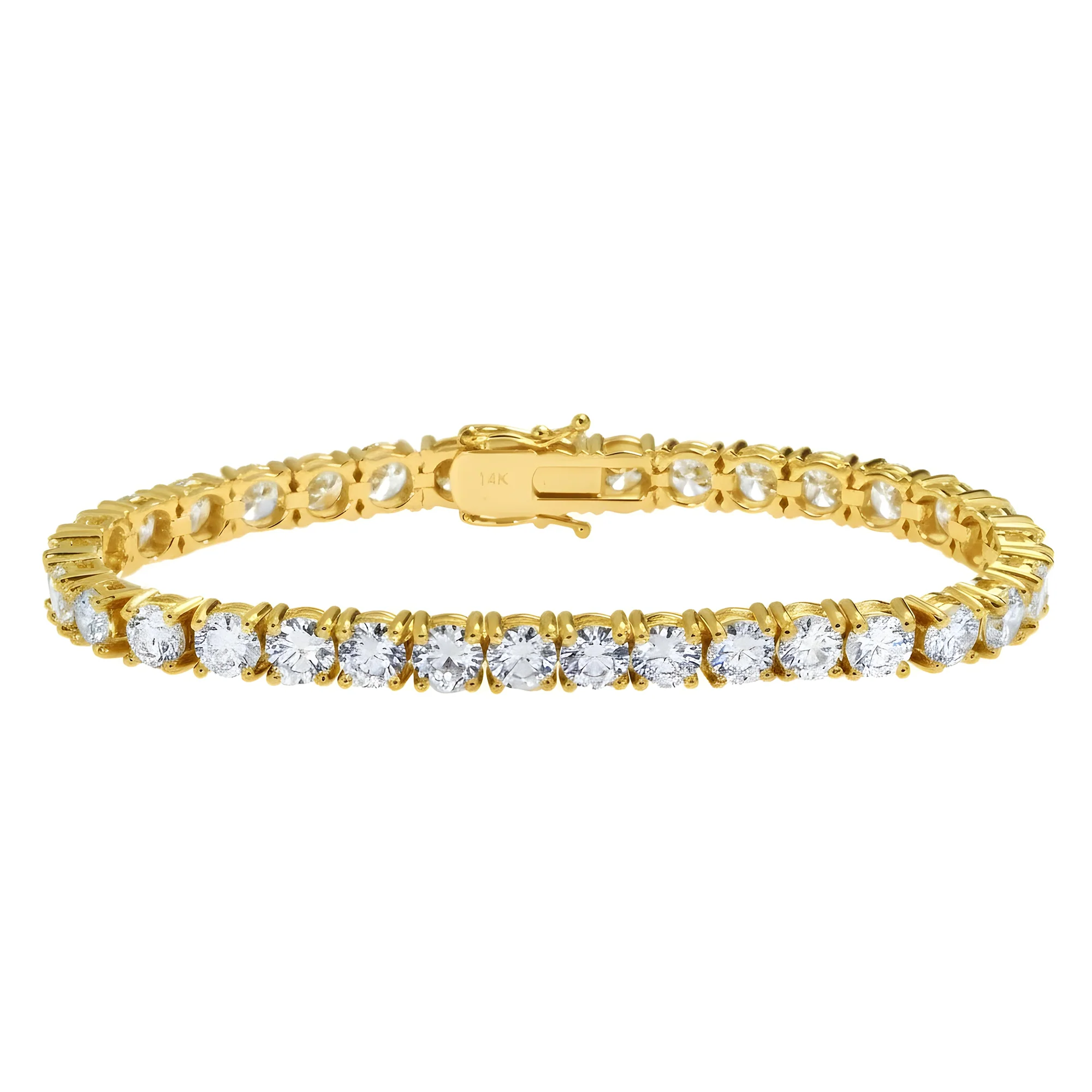 14K White Gold Round Diamond Tennis Bracelet 14.20ct - Image 5