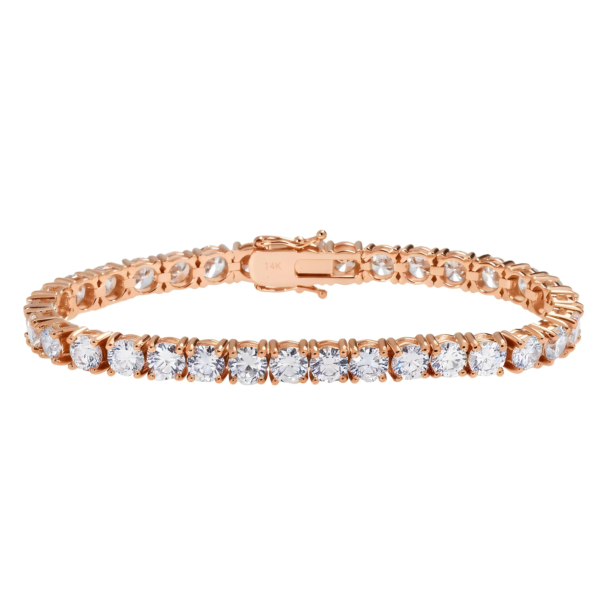 14K White Gold Round Diamond Tennis Bracelet 14.20ct - Image 7