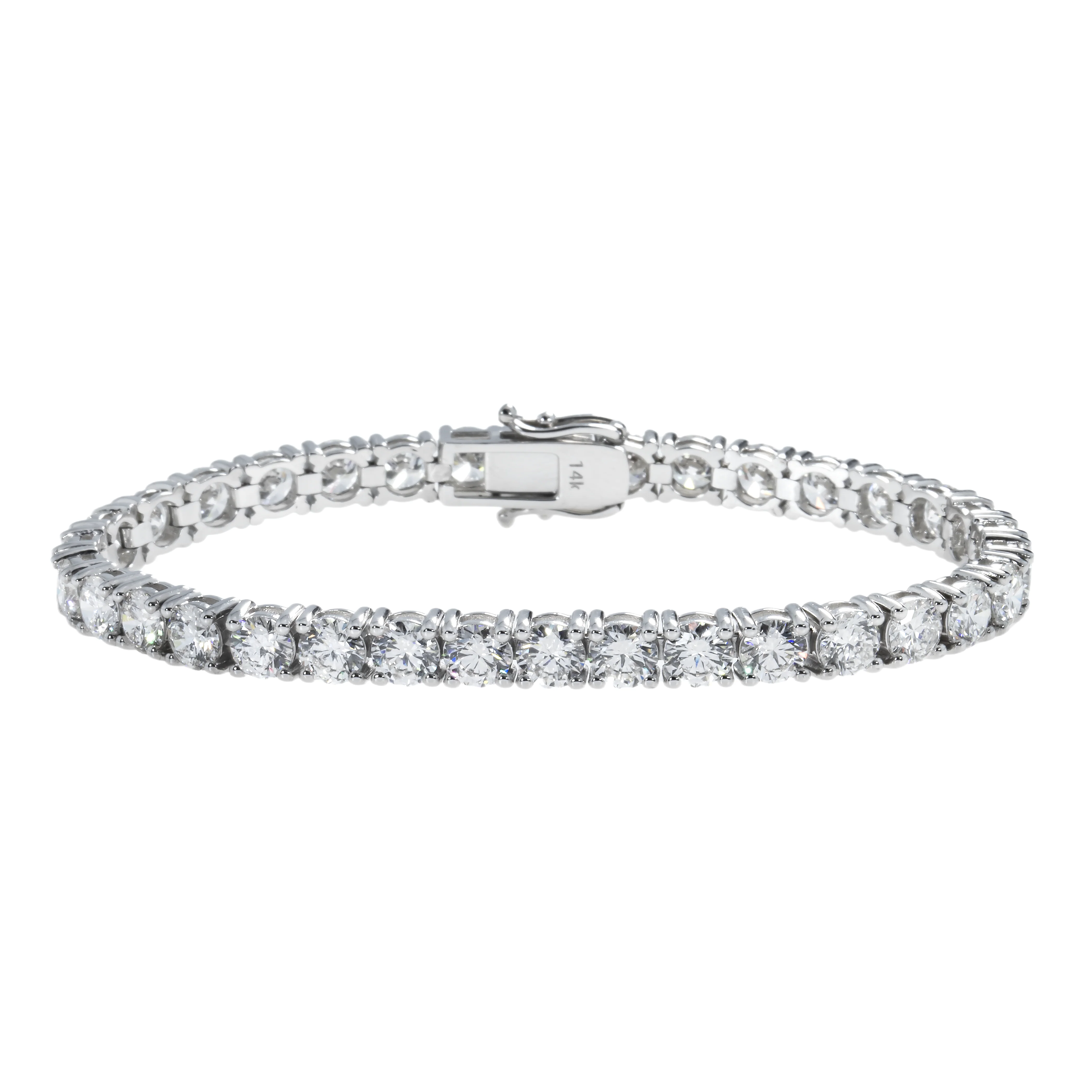 14K White Gold Round Diamond Tennis Bracelet 14.80ct