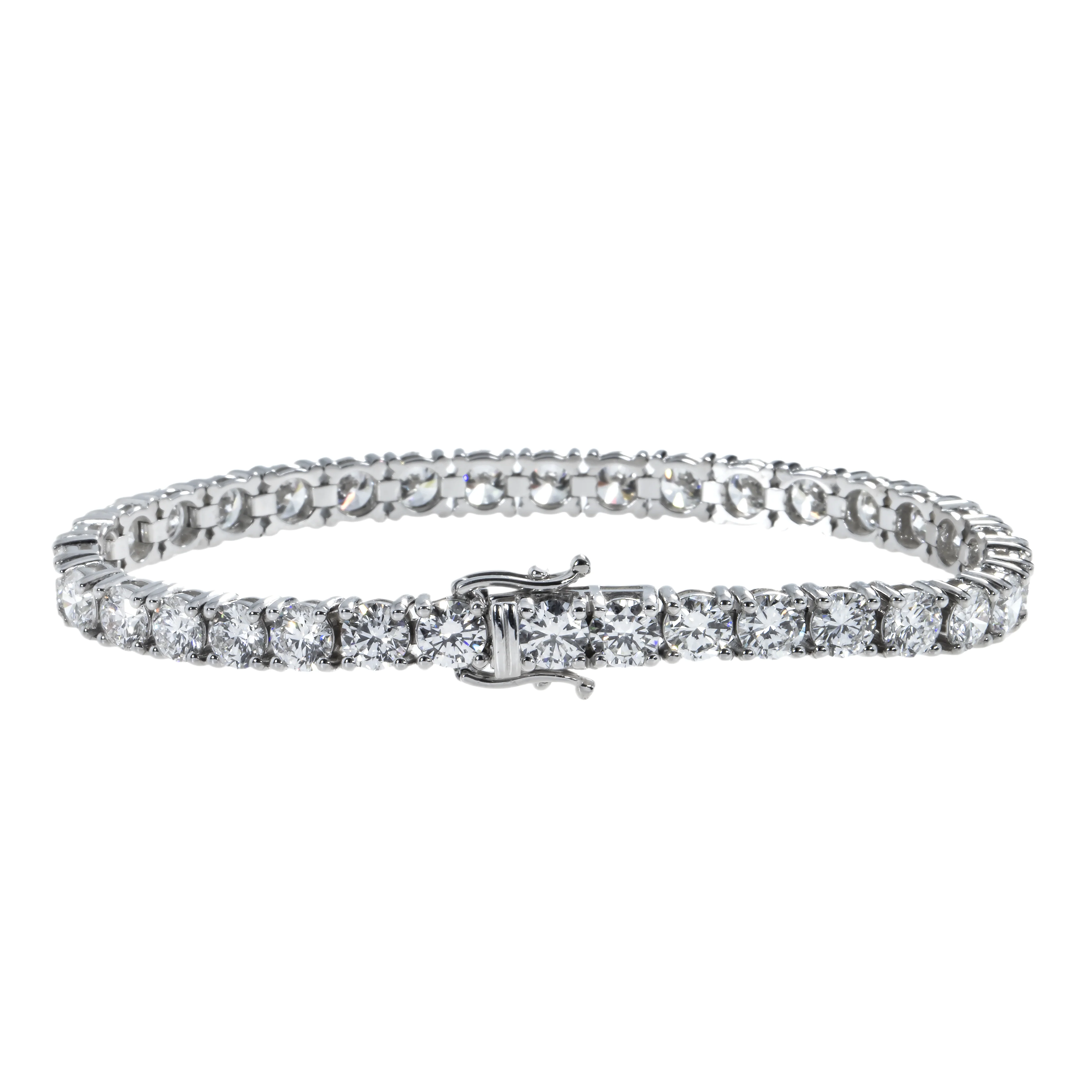 14K White Gold Round Diamond Tennis Bracelet 14.80ct - Image 3