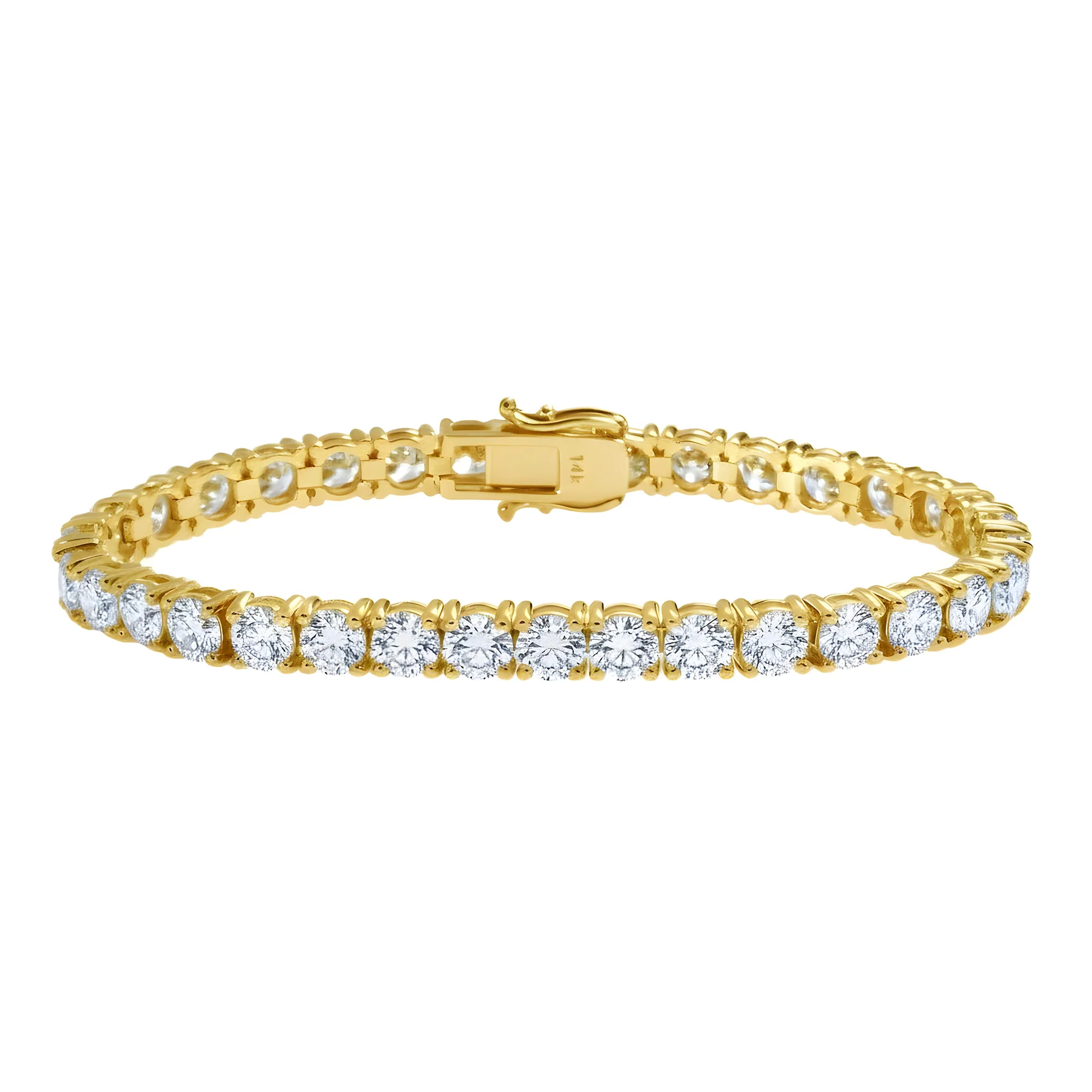 14K White Gold Round Diamond Tennis Bracelet 14.80ct - Image 4