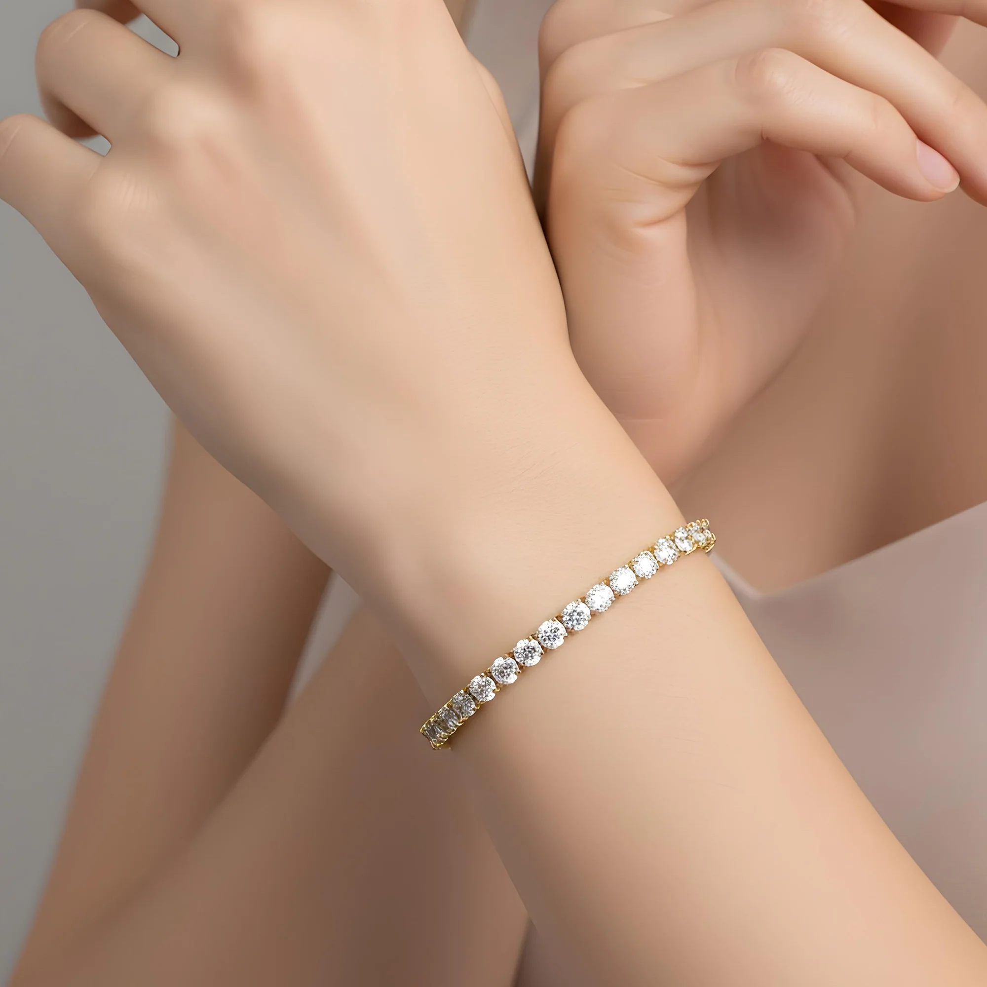 14K White Gold Round Diamond Tennis Bracelet 14.80ct - Image 5