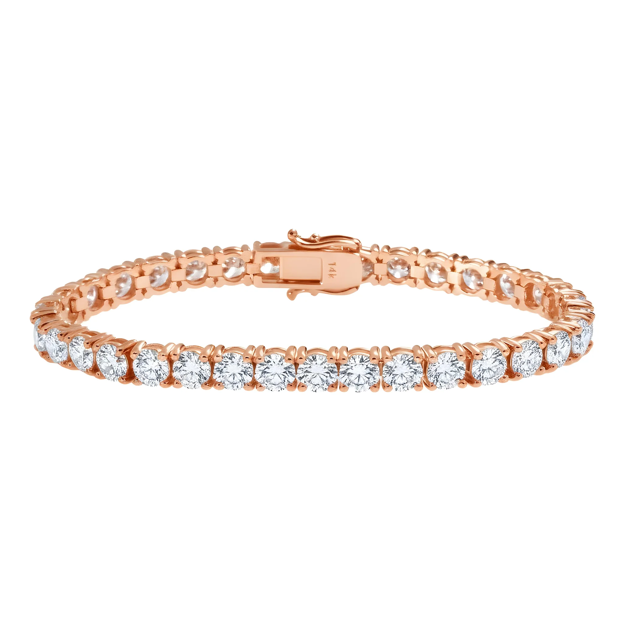 14K White Gold Round Diamond Tennis Bracelet 14.80ct - Image 6