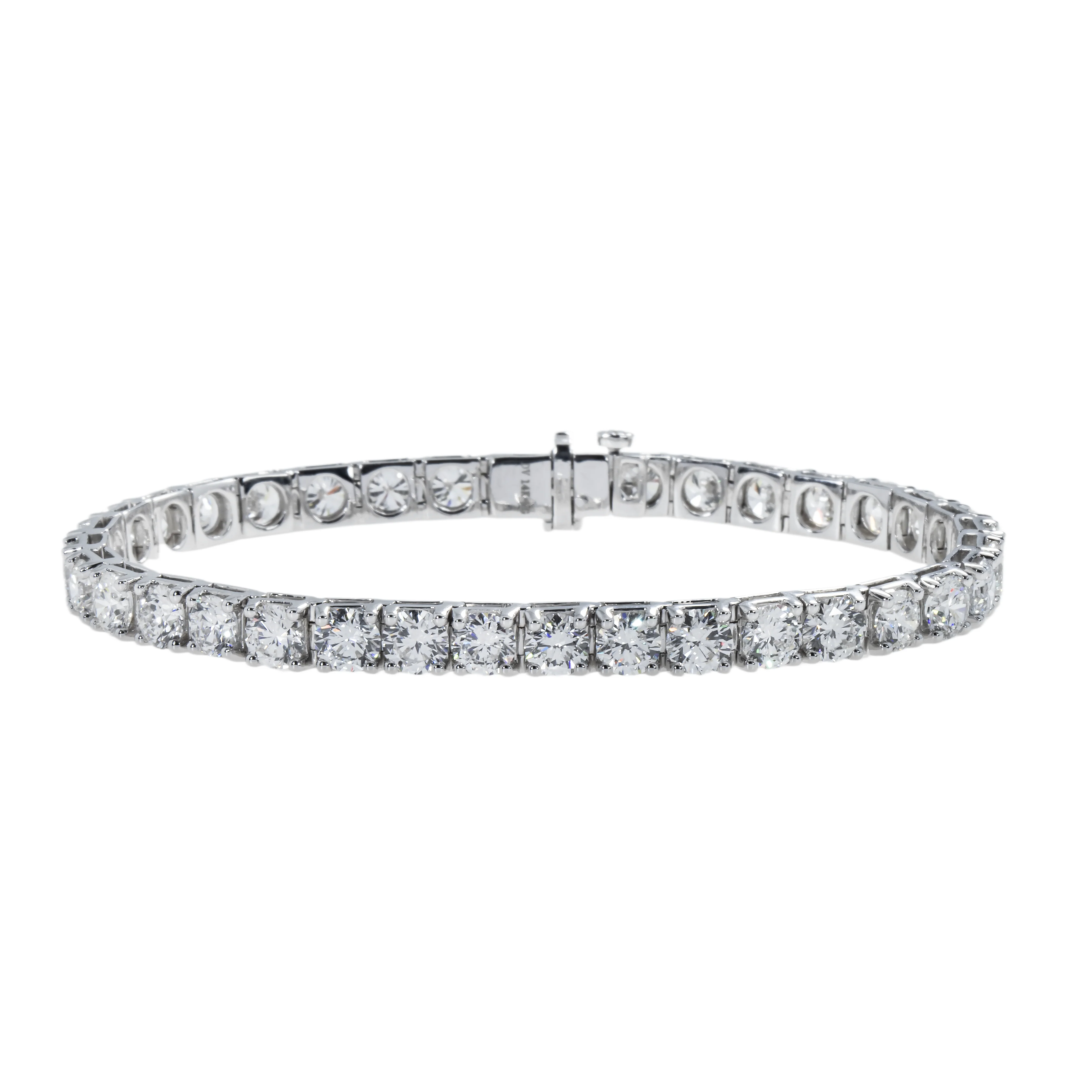 14K White Gold Round Diamond Tennis Bracelet 15.0ct