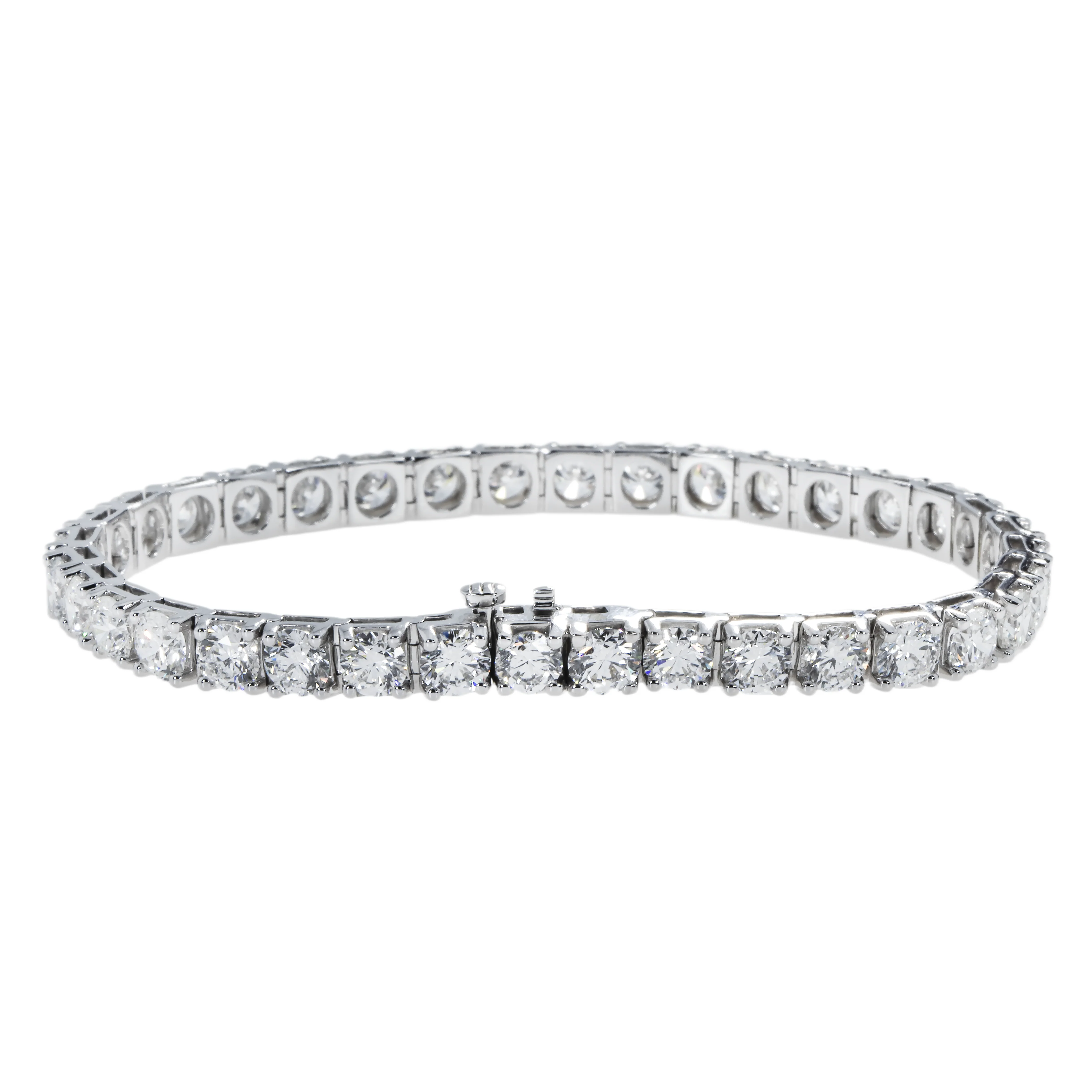 14K White Gold Round Diamond Tennis Bracelet 15.0ct - Image 3