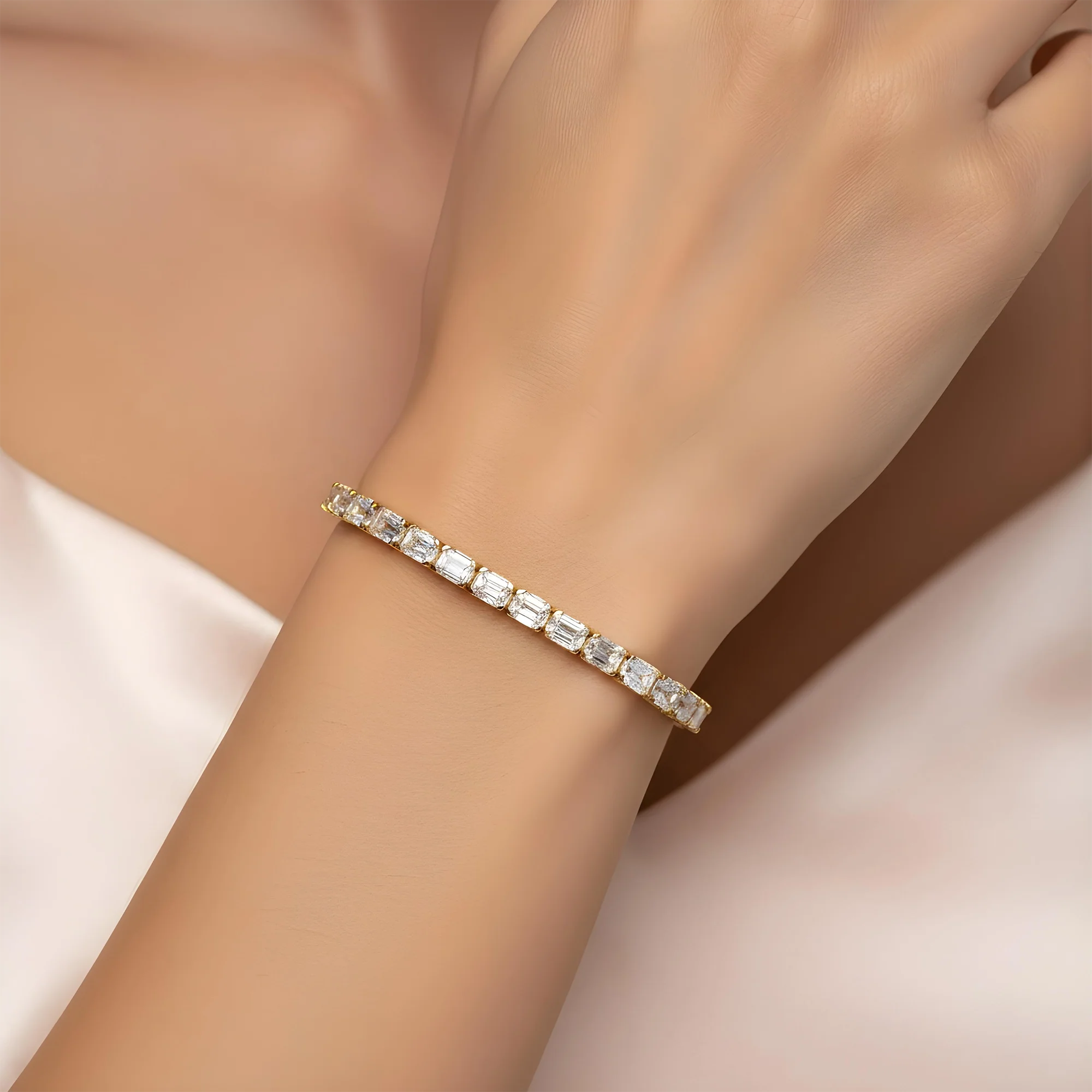 14K White Gold Round Diamond Tennis Bracelet 15.0ct - Image 5