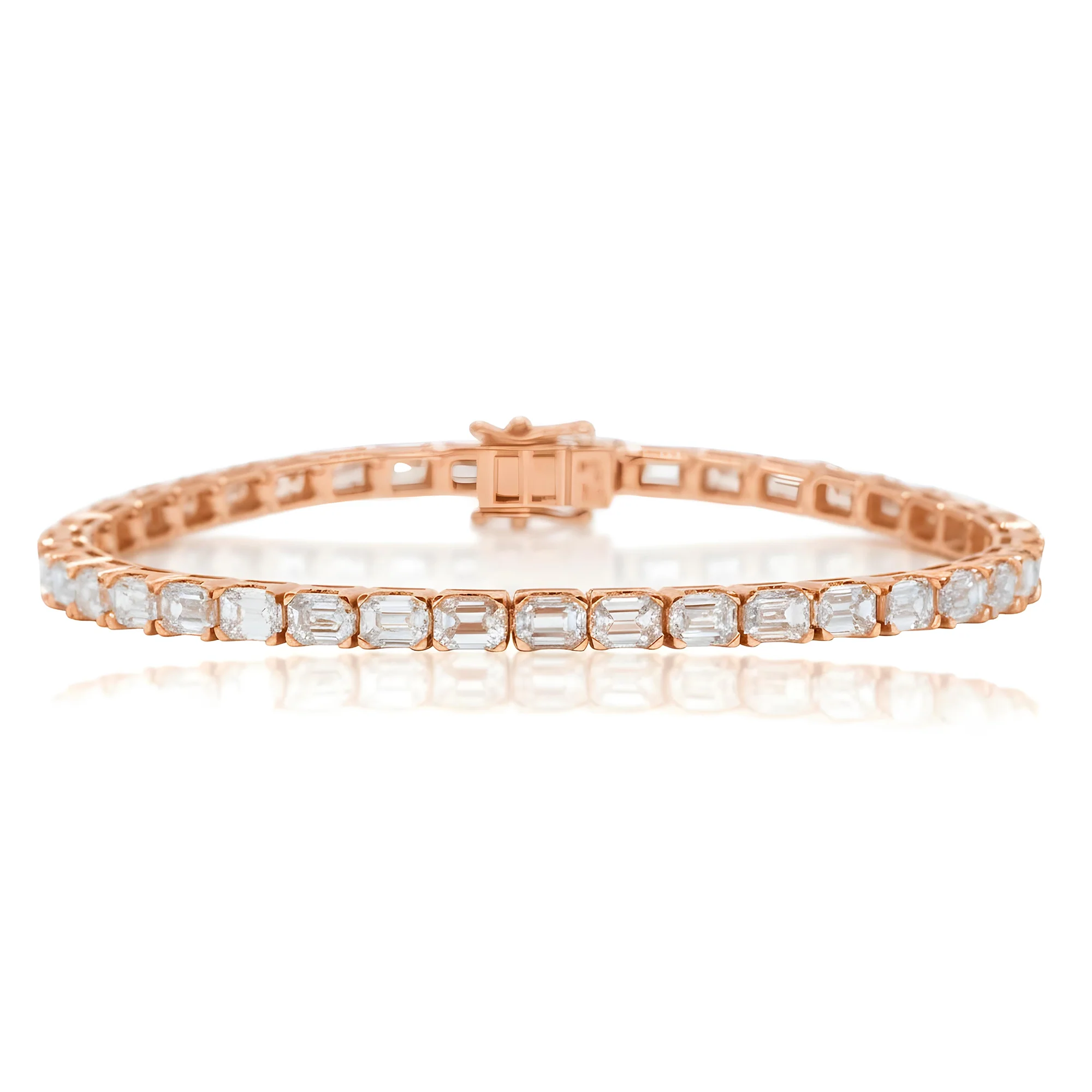 14K White Gold Round Diamond Tennis Bracelet 15.0ct - Image 6